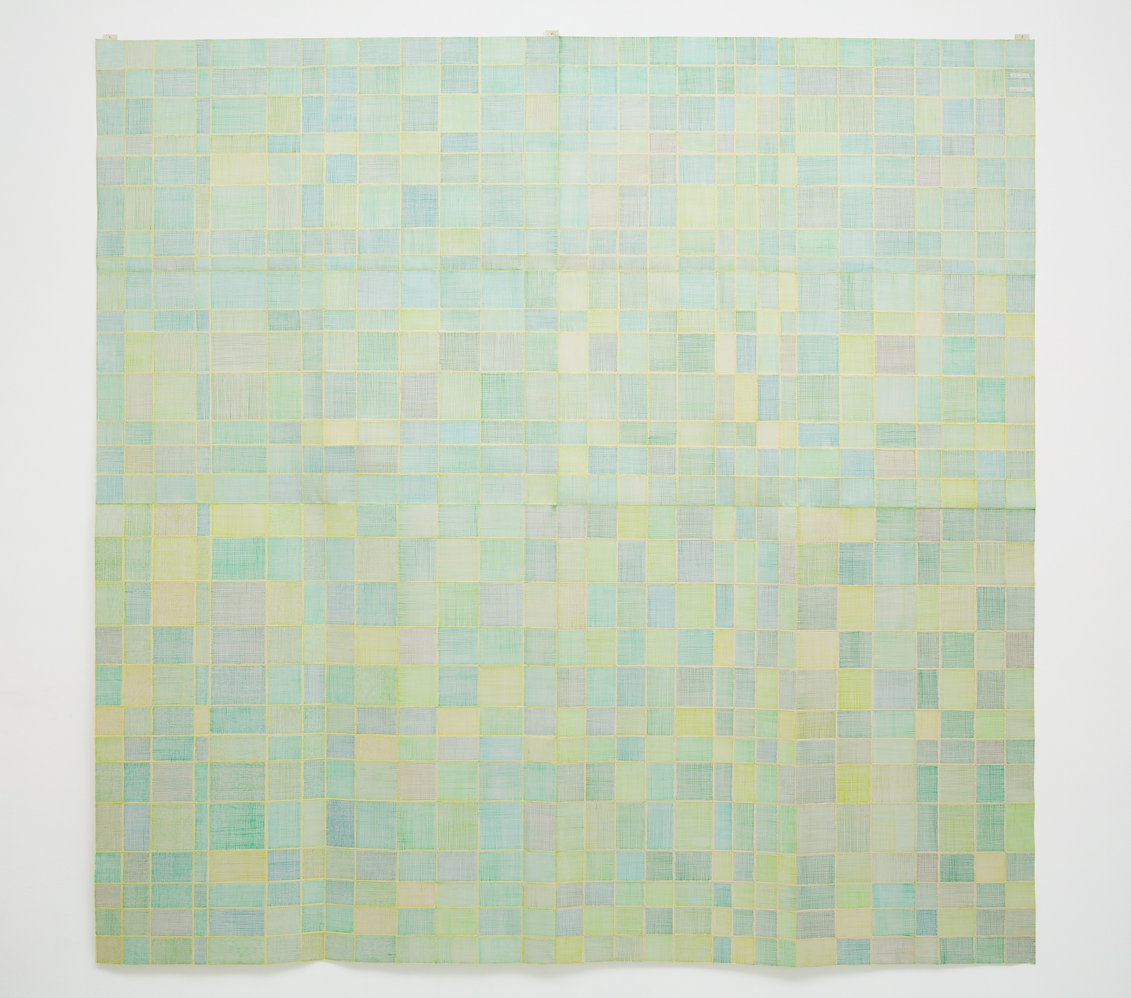  Esverdeado, 2014 . Color pencil on folded paper . 150 x 150 cm . Private Collection, São Paulo, Brasil
