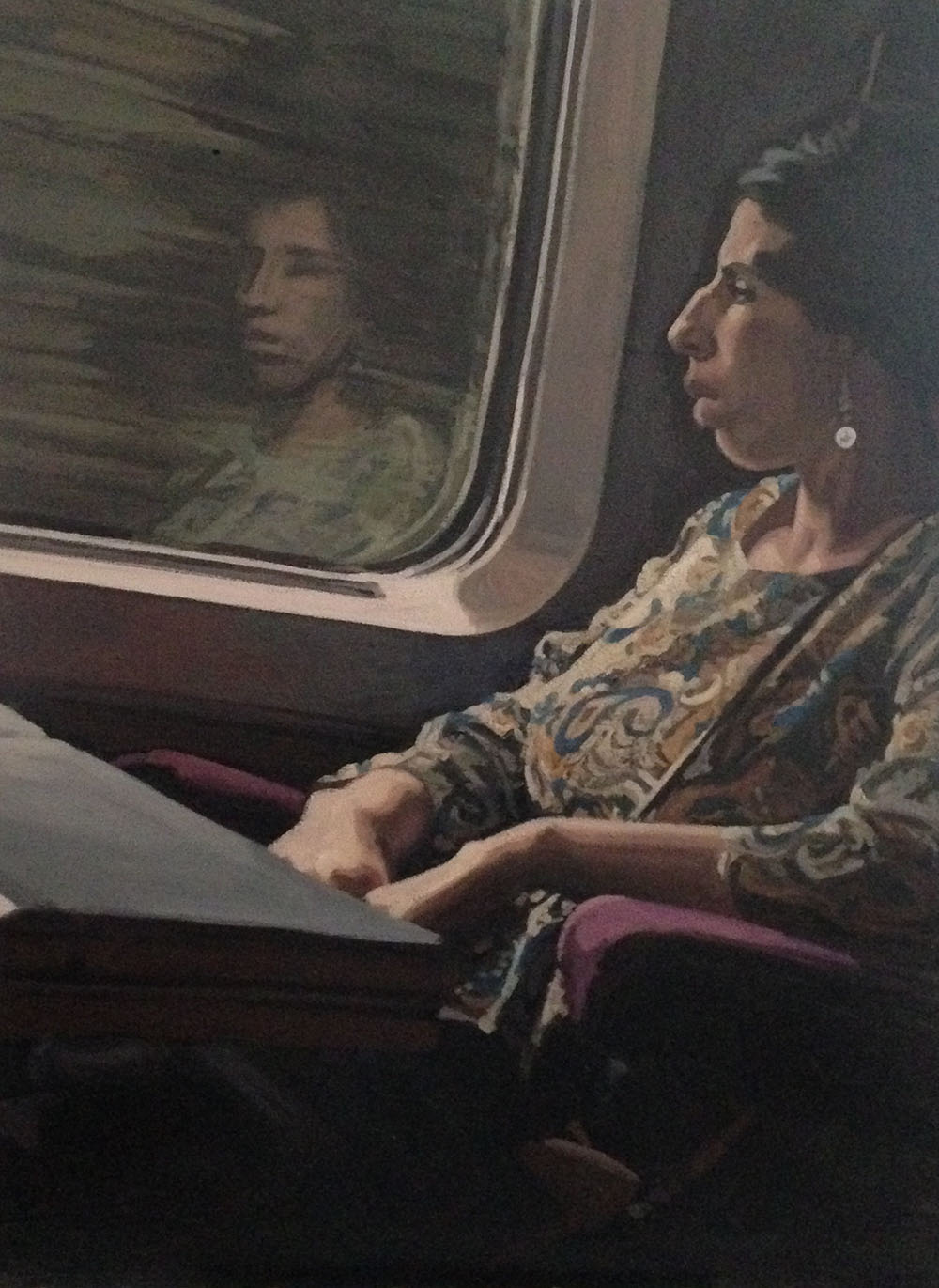 Passag&egrave;re, huile sur toile, 130 x 97 cm