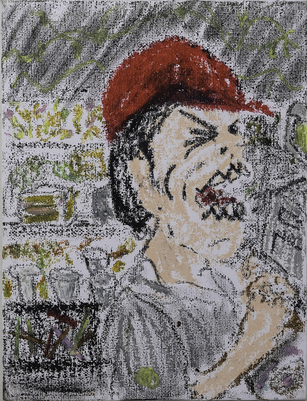 Cashier Scream in Bay Street Restaurant (2022)  Interiorism & Exteriorism   6.8x9 in   Oil Bar on Flat Canvas