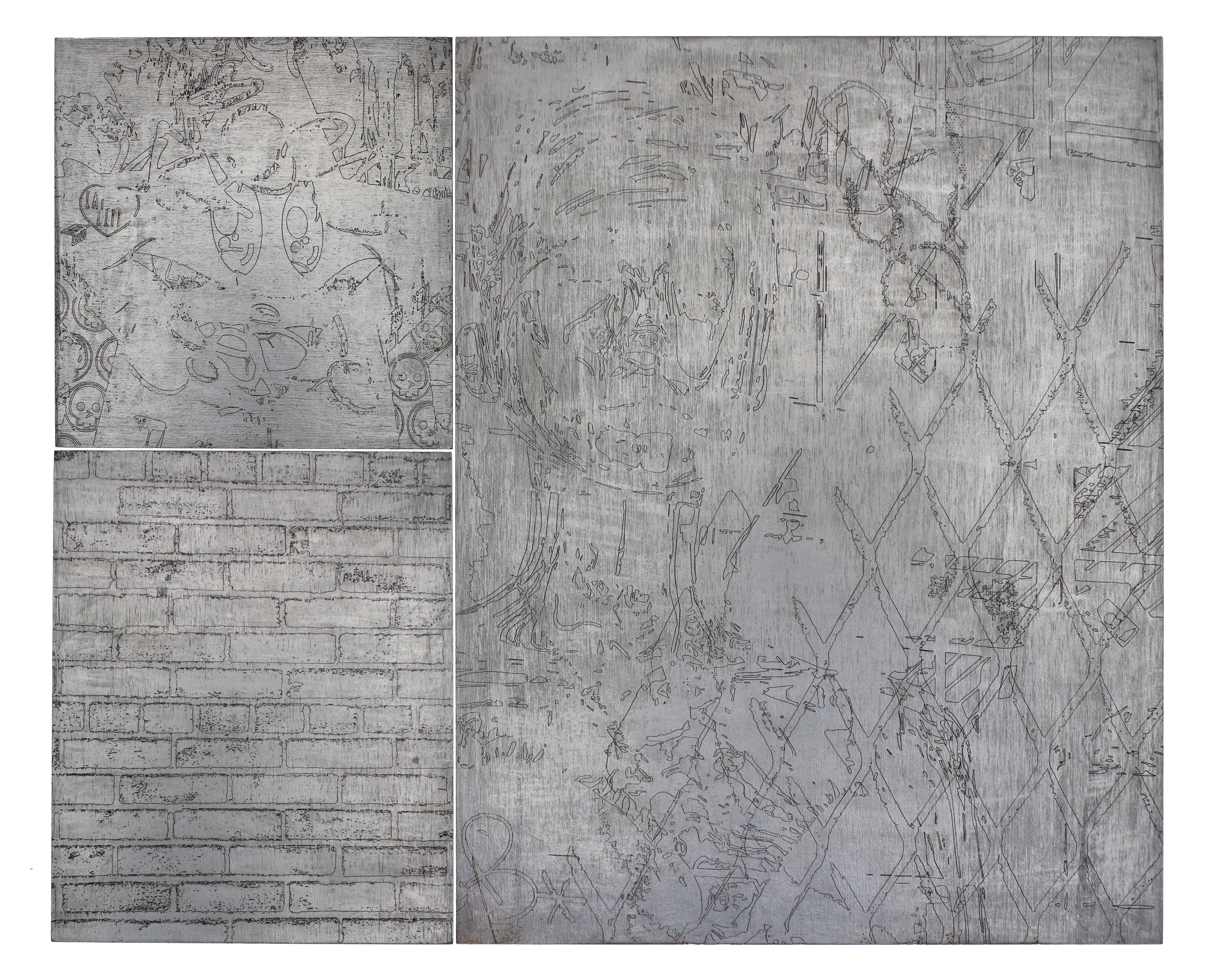 Untitled (walls on the street), wood with graphite, 2024