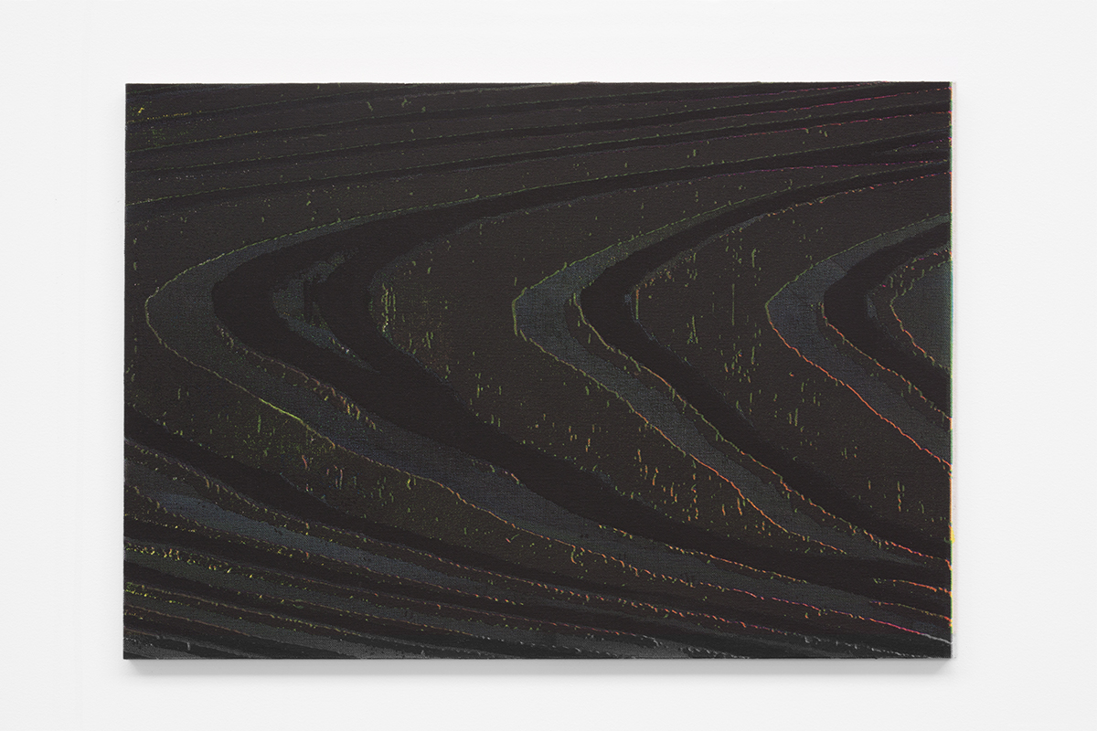 Cropped Aberration, 2015, silkscreen ink on linen mounted to panel, 16.5 x 23 inches