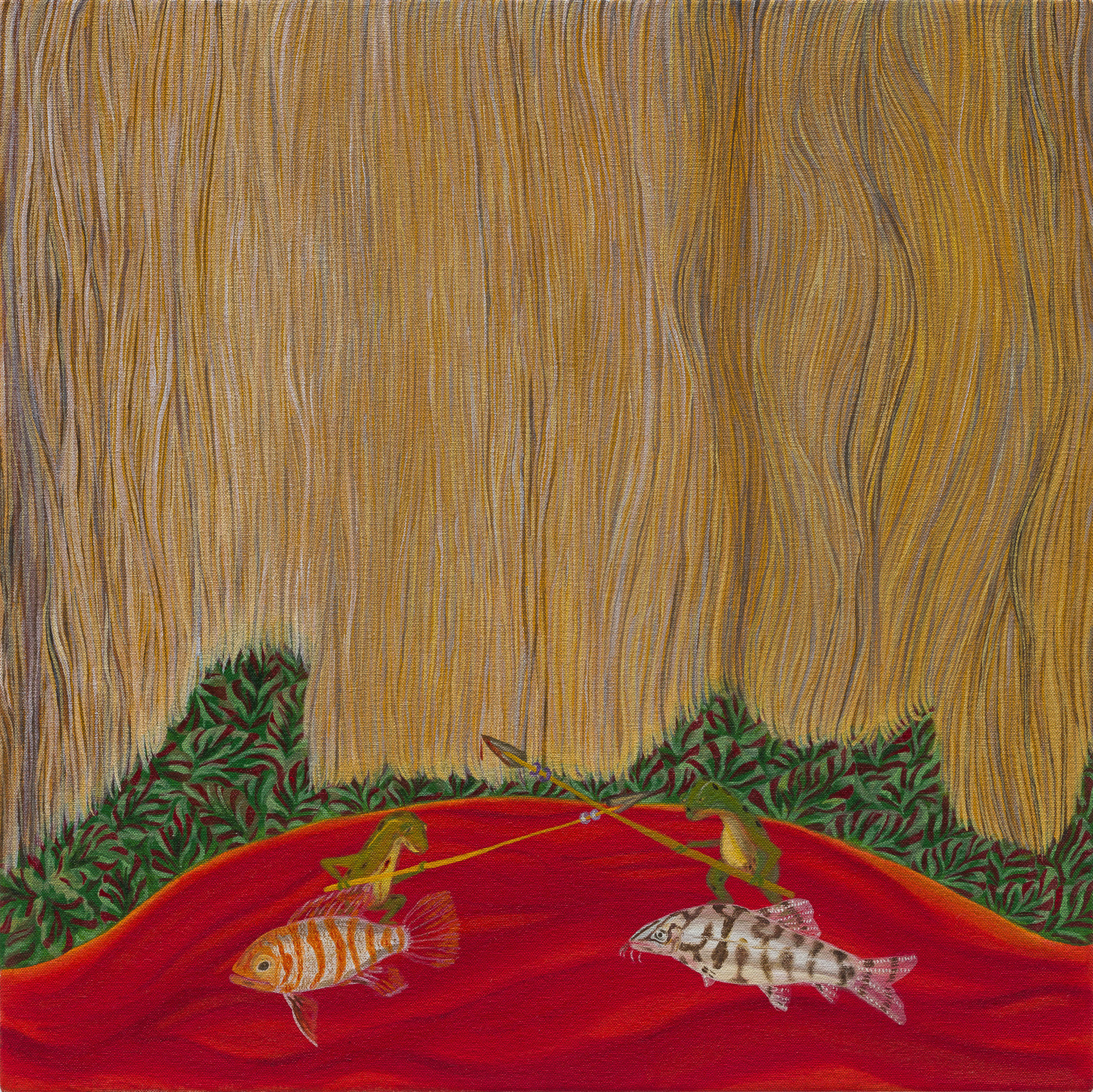 Pashmina rain, acrylic on canvas, 41 x 41 cm, 2024, image courtesy of Alexander Berggruen Gallery, photography by Mark Blower 