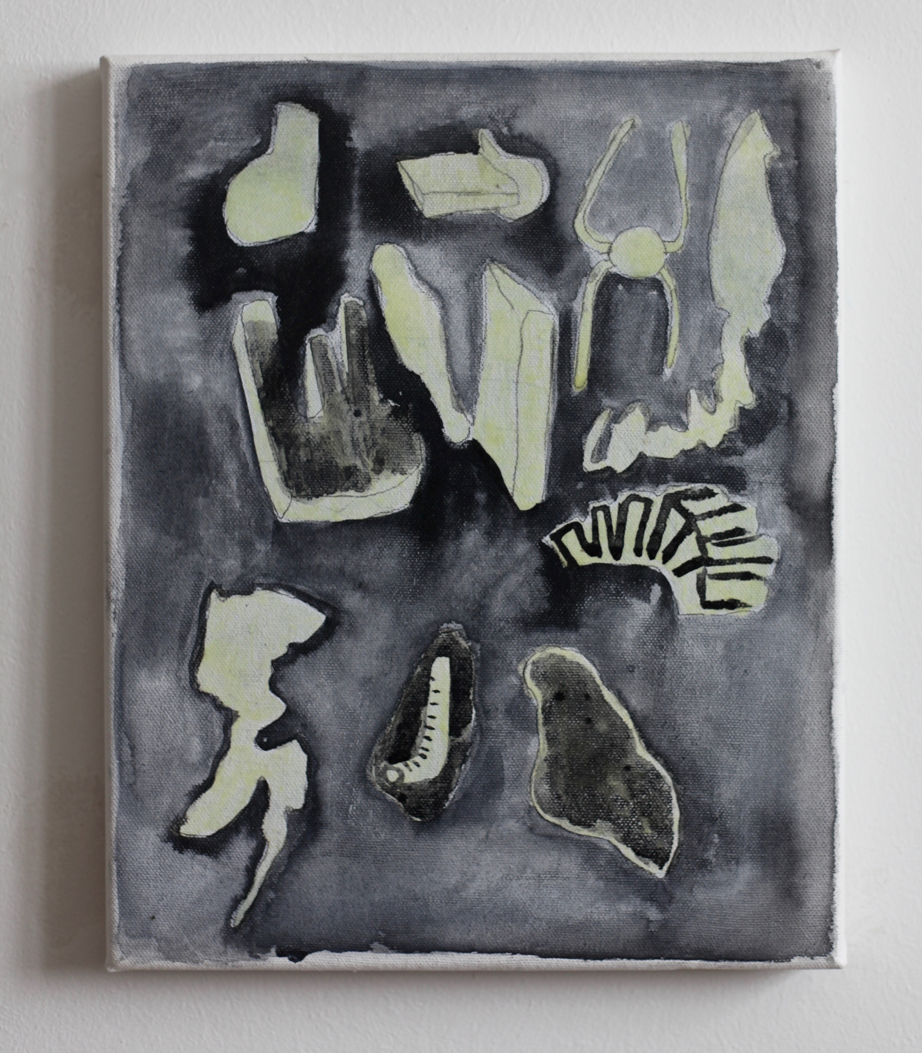 Secret Painting, 2019-2020, pencil, watercolor and latex on canvas, 34 x 24 cm