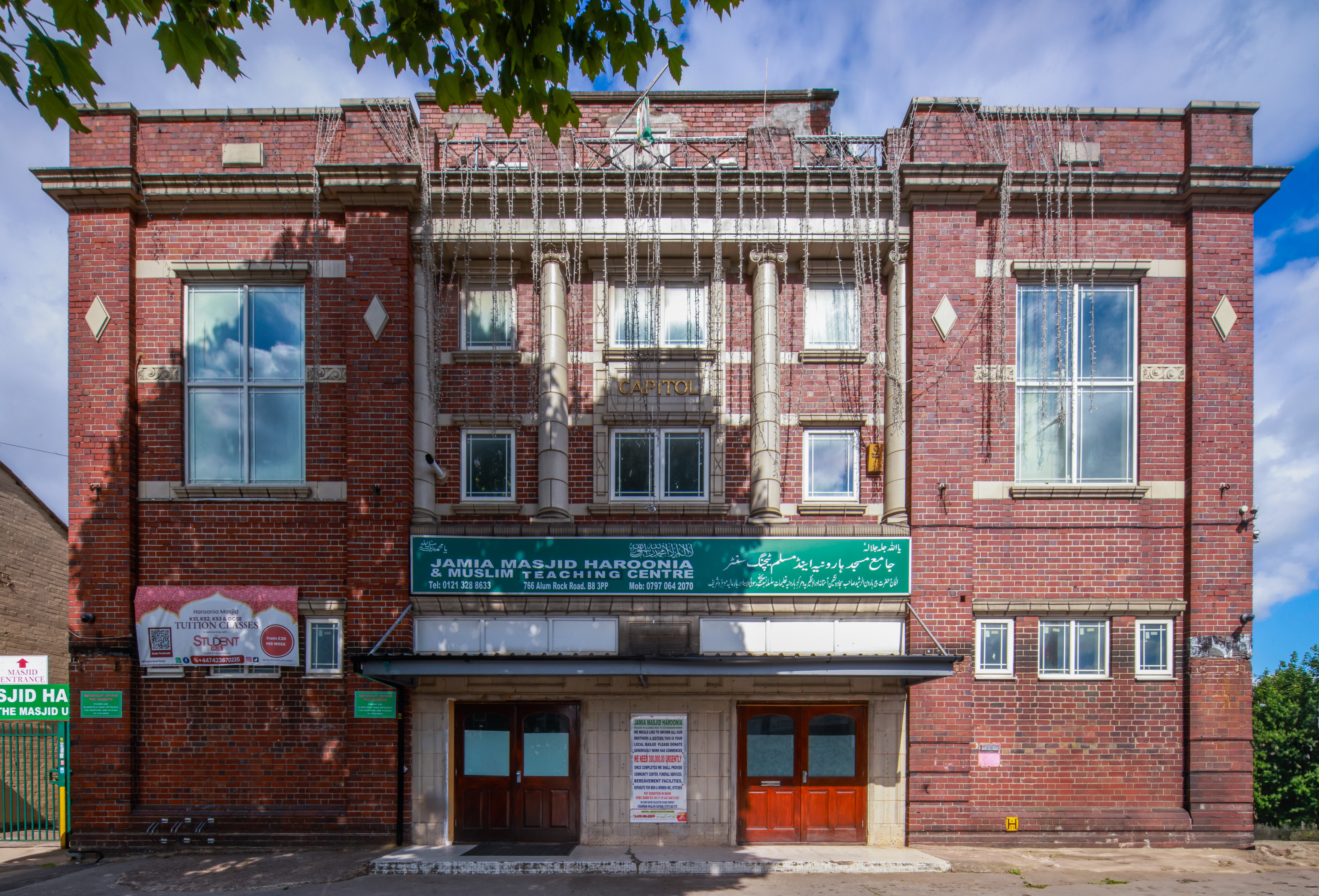 Jamia Masjid Haroonia Mosque, Former Capitol Cinema, 1925, Alum Rock Road, Birmingham. Photo credit: Sirj Photography
