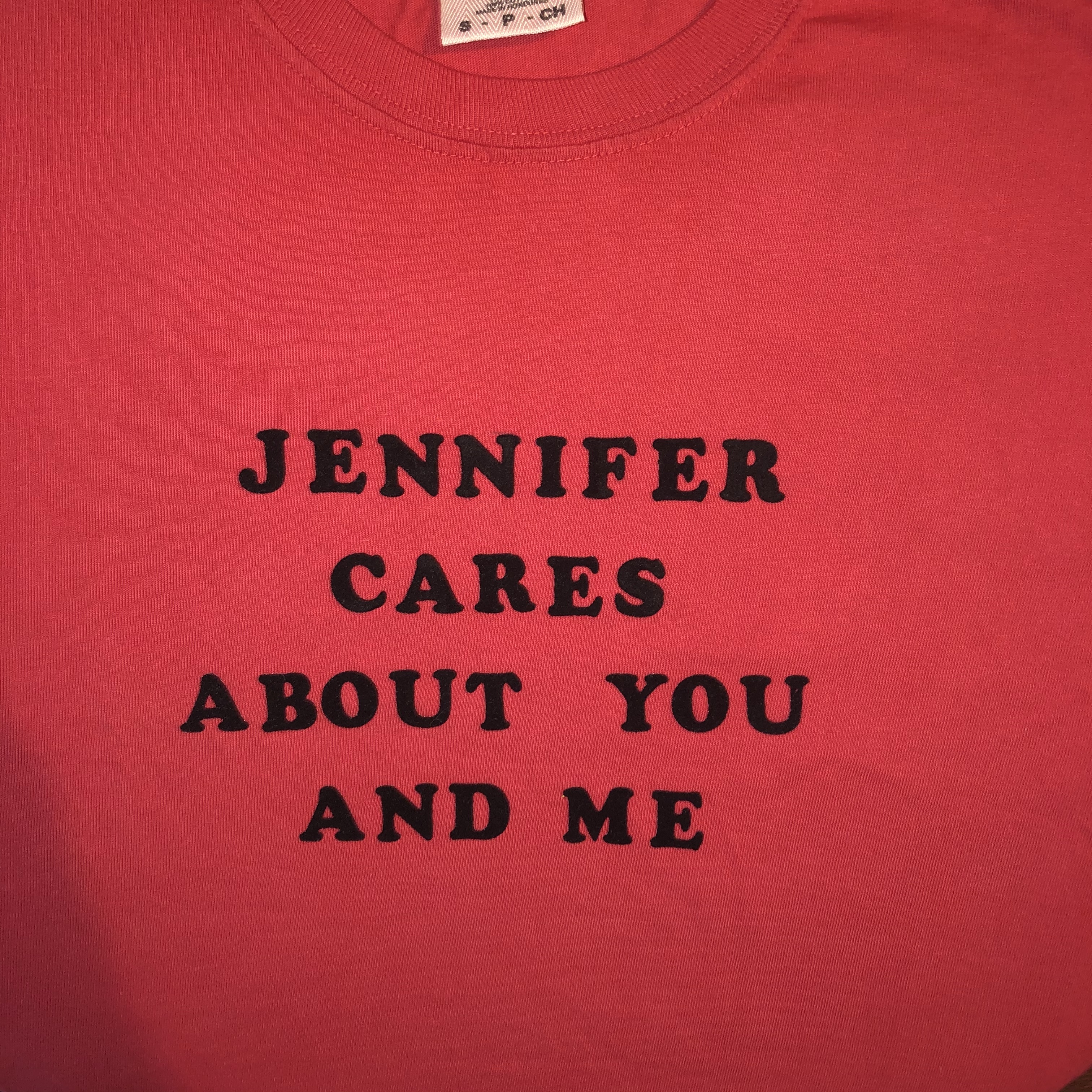 Becca Kauffman, Jennifer Vanilla T-Shirt, Jennifer Cares About You and Me