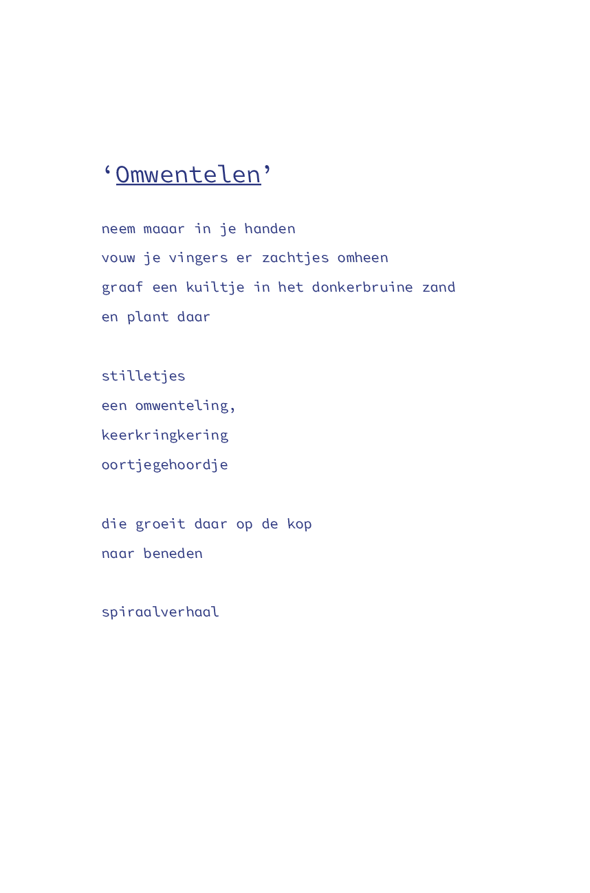 fragment uit de bundel 'Scheppinkje' -zomer 2024, in proces