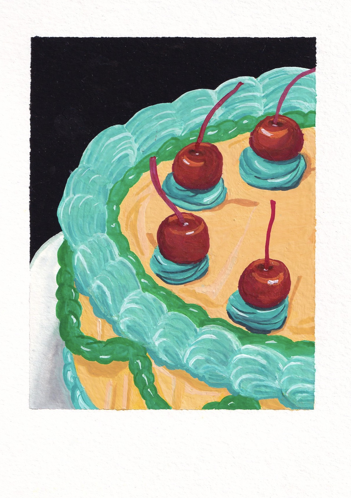 "Cake Boss", Gouache on Watercolor Paper, 2021.