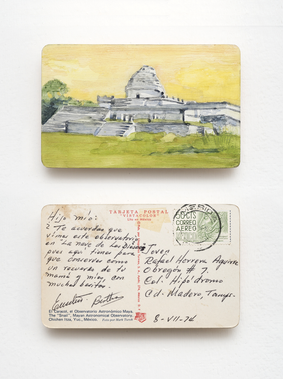 Observatorio. 8,5 x 14 cm. Acuarela sobre madera