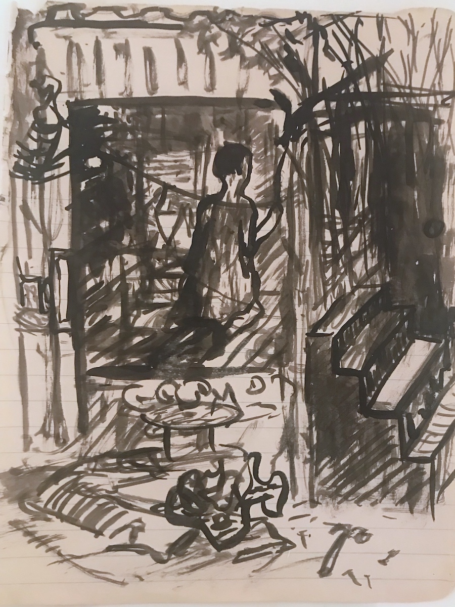 In the Studio, 2014, Ink on paper, $500