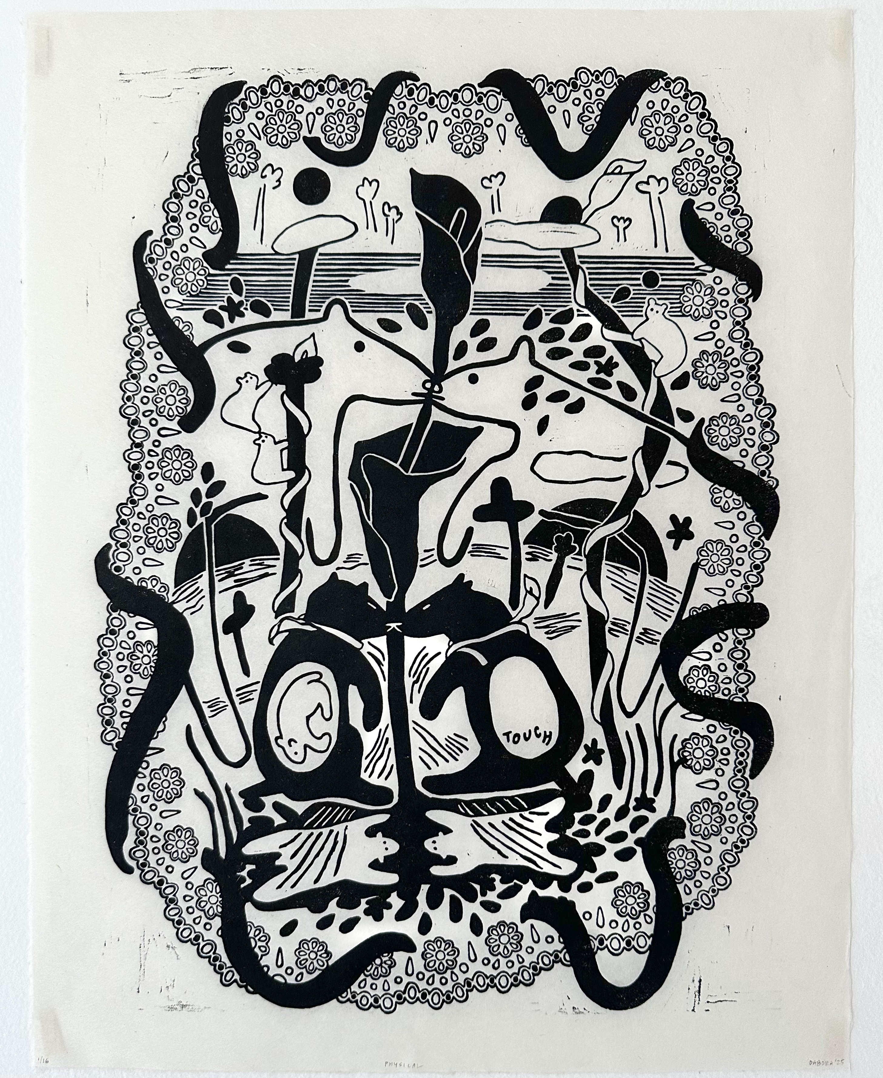 Physical (12"x16"), linocut