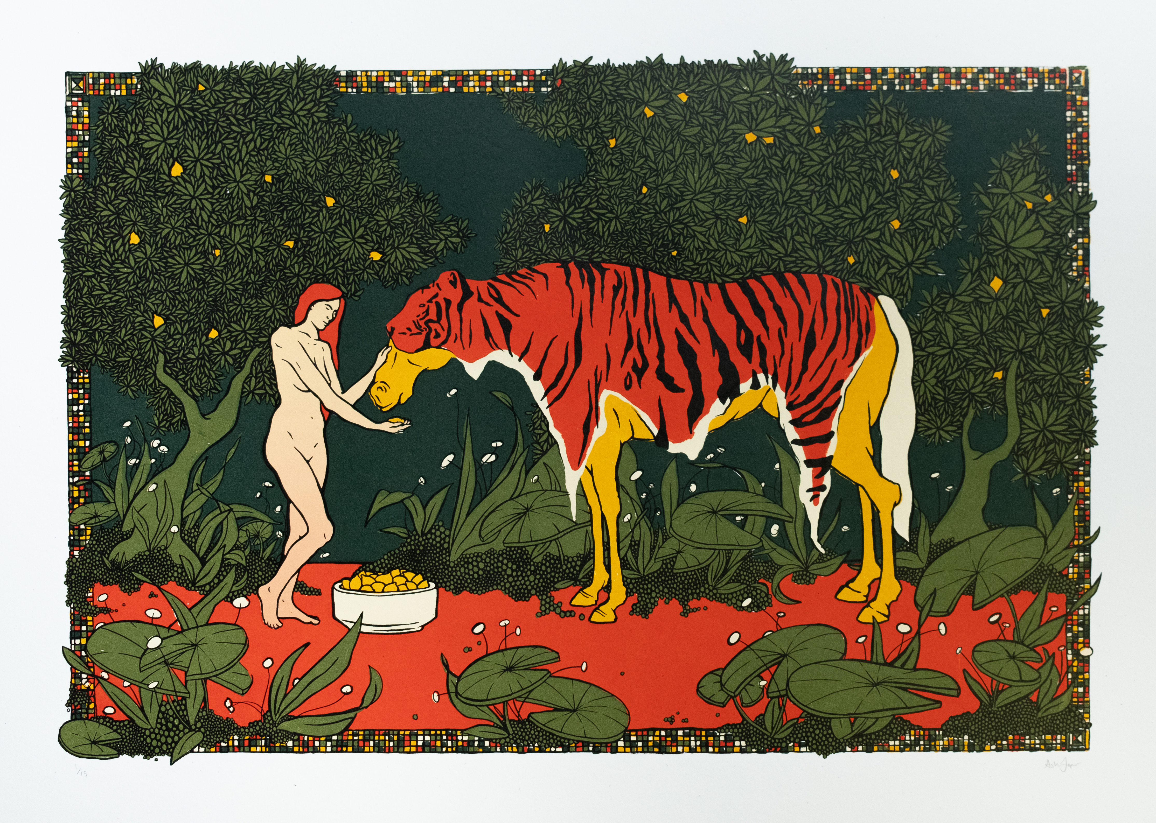 Woman and horse, 2021, Silkscreen, 1/15, 24x18in.