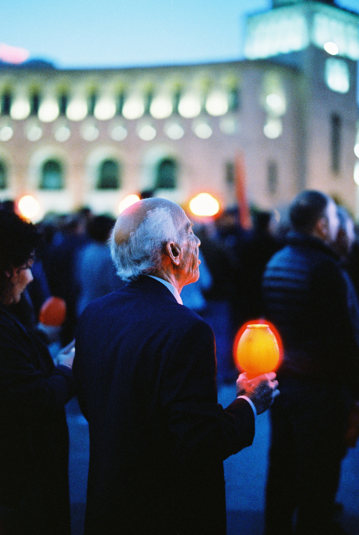 Pre-assembly prayers held for fallen Armenians during the Genocide. Cinestill 800T.