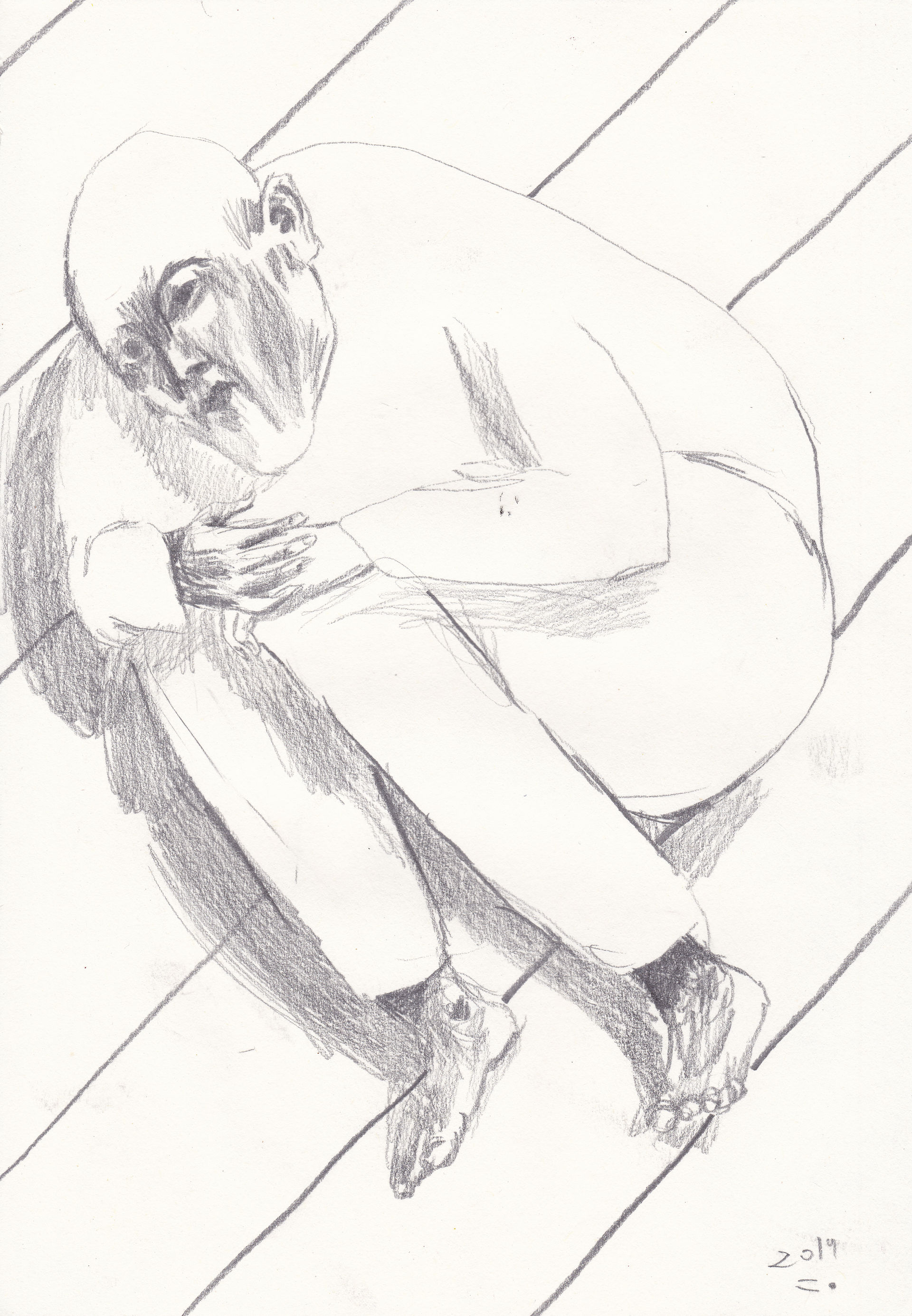 Stupid guy, 2019, pencil on paper, 29.7*21(cm)