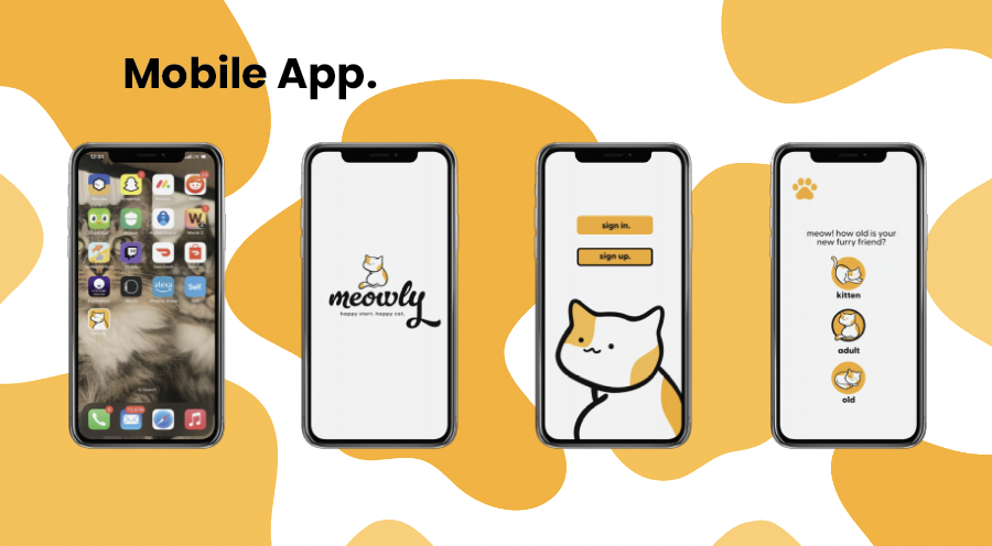 Meowly App PrototypeDigitally made in Figma, 2023
