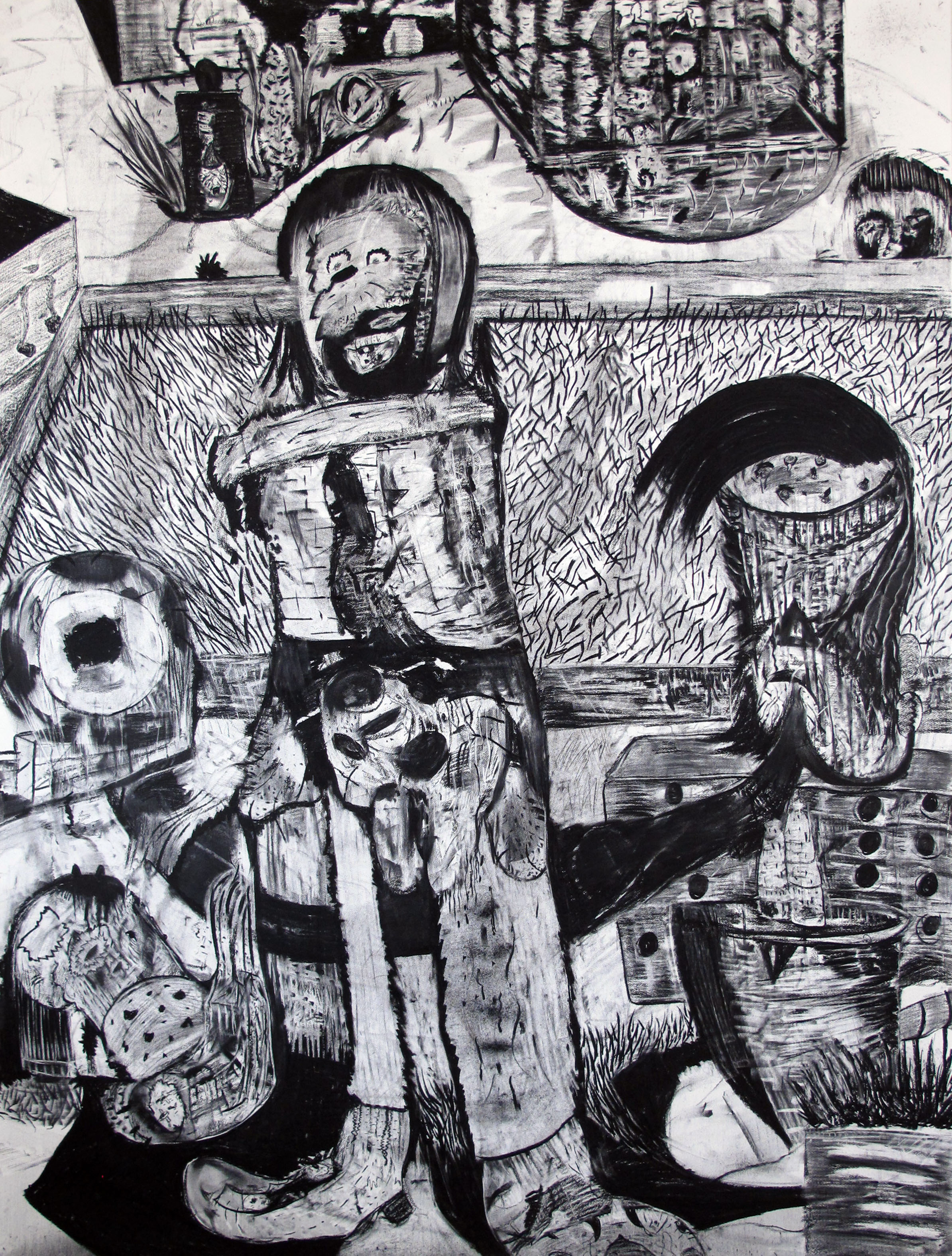 "Where's Fanfan",2019. Charcoal on paper. 180 x 140 cm