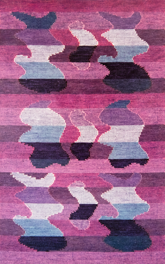 Handwoven wool rug. Serial production. 1990's