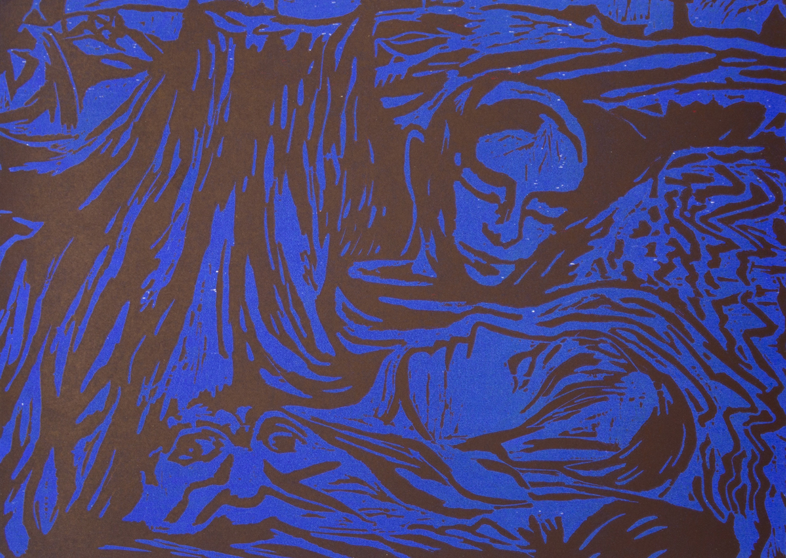 'When thou wak'st', 2022. Woodcut on paper, 42x30cm