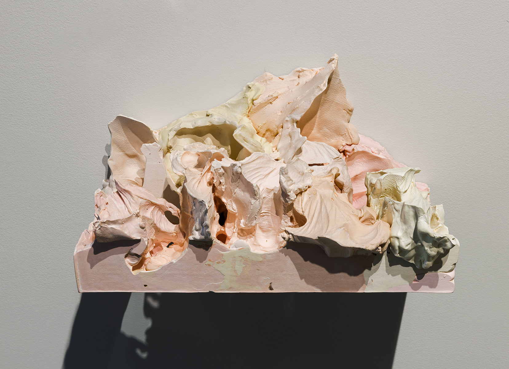 Juliana Cerqueira Leite, "R12," 2017. Hydrocal, plaster, stainless steel and pigment, 14 x 7.5 x 7 inches. Photo by Etienne Frossard.