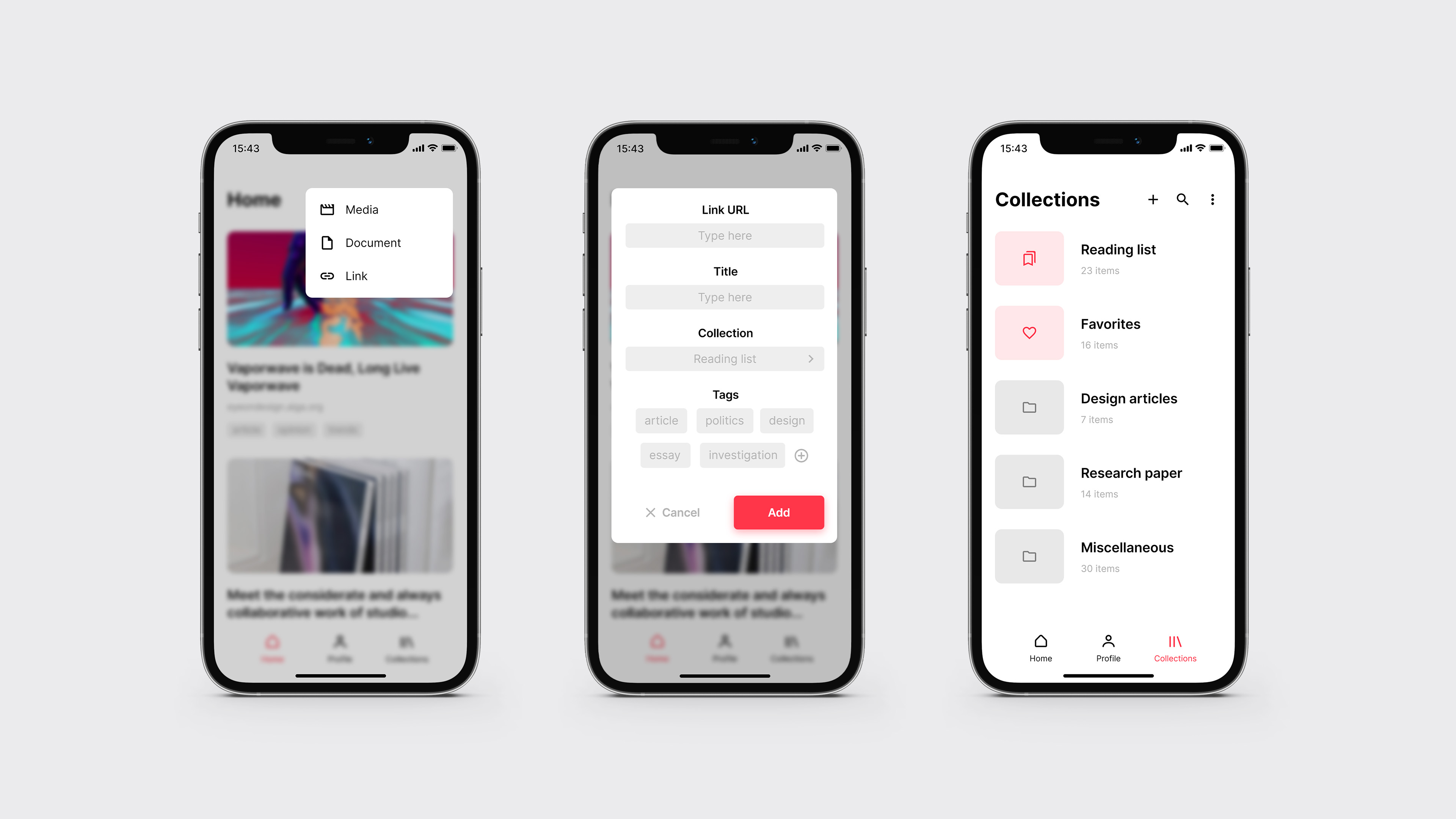Add content, edit its details and organize it in the Collections tab.
