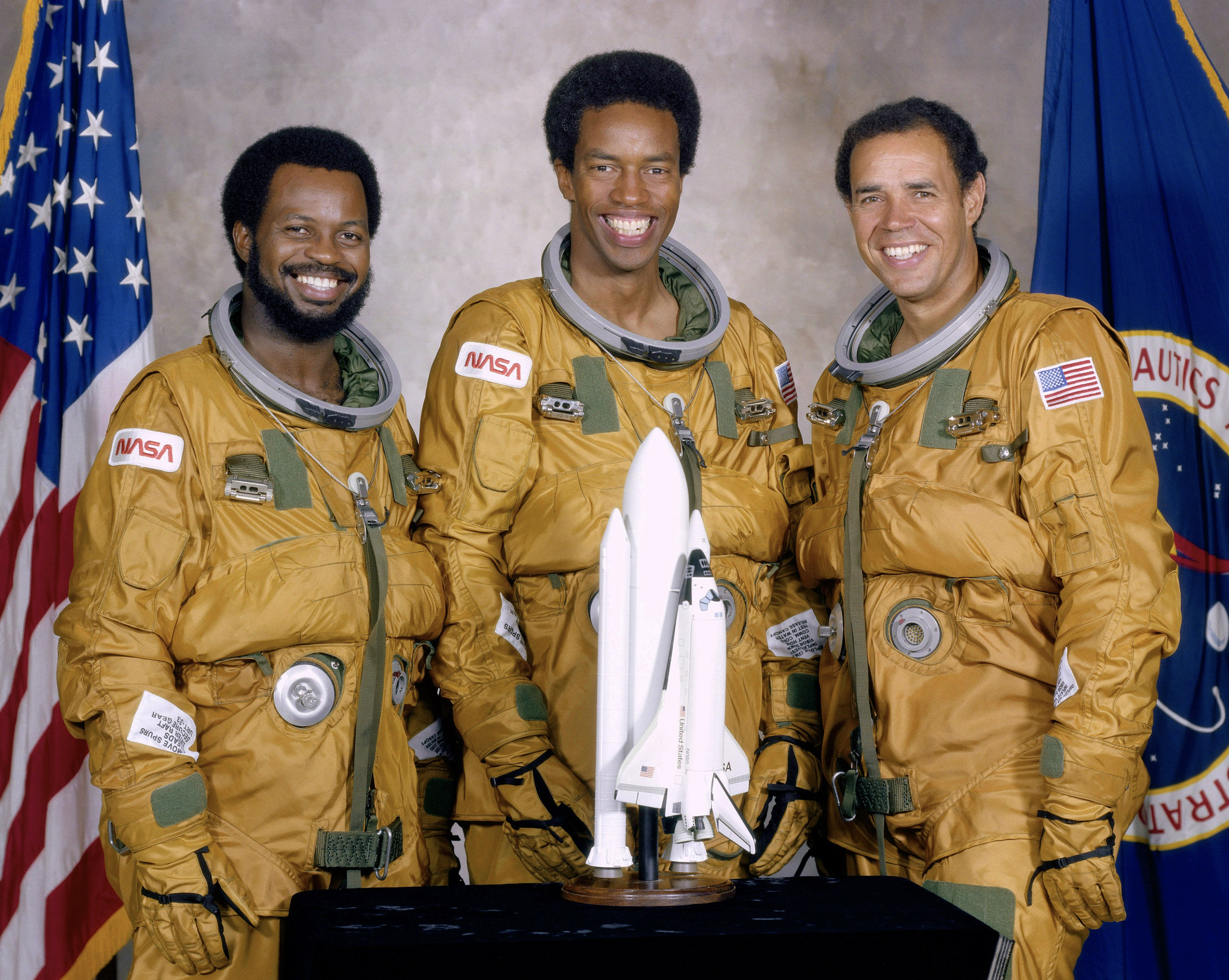 Ronald McNair, Guion Bluford, and Fred Gregory.