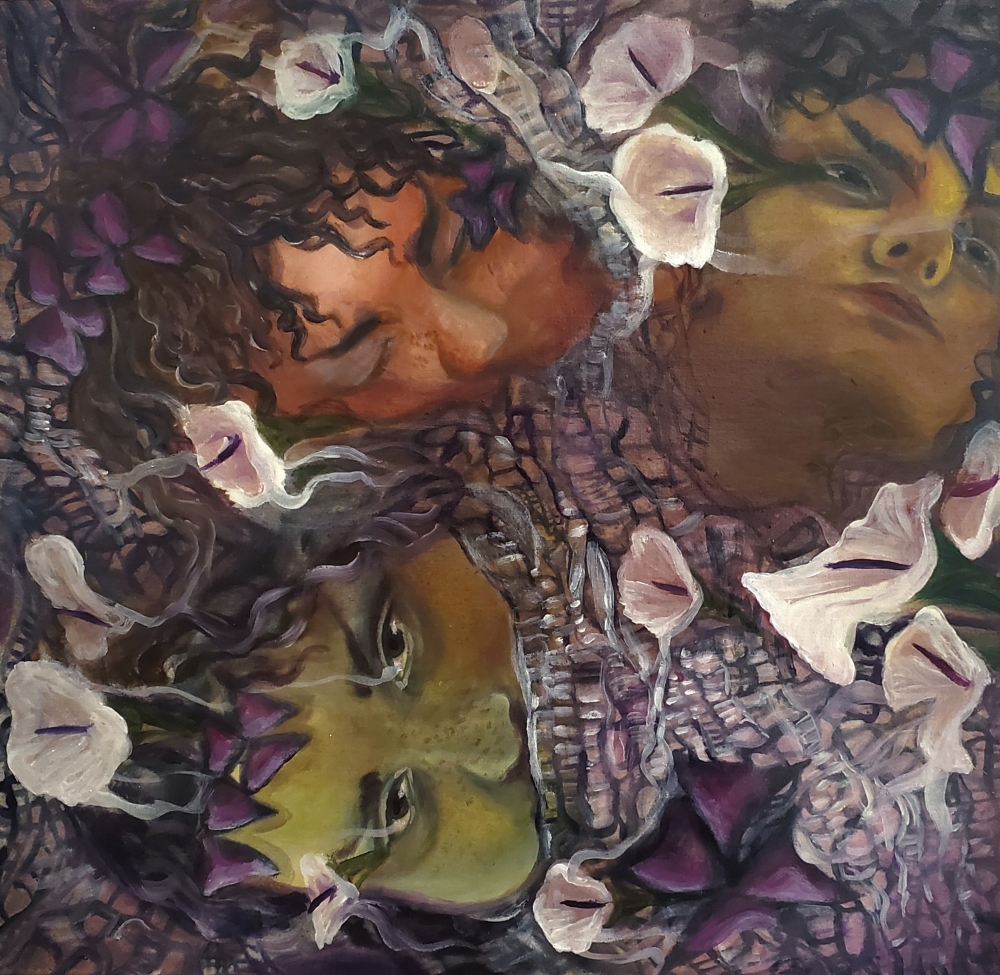 Genna oil on wood panel, 12"x12", 2022