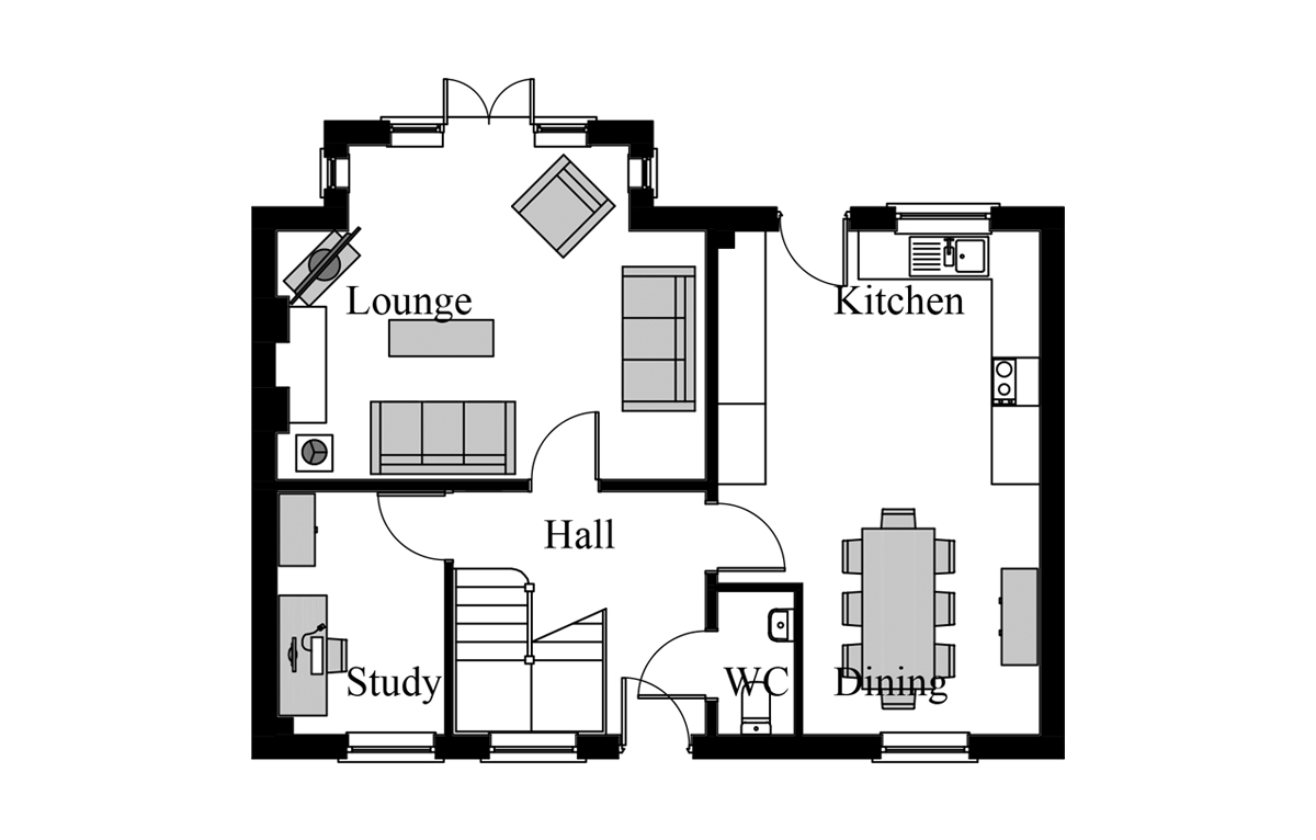 house one, ground floor