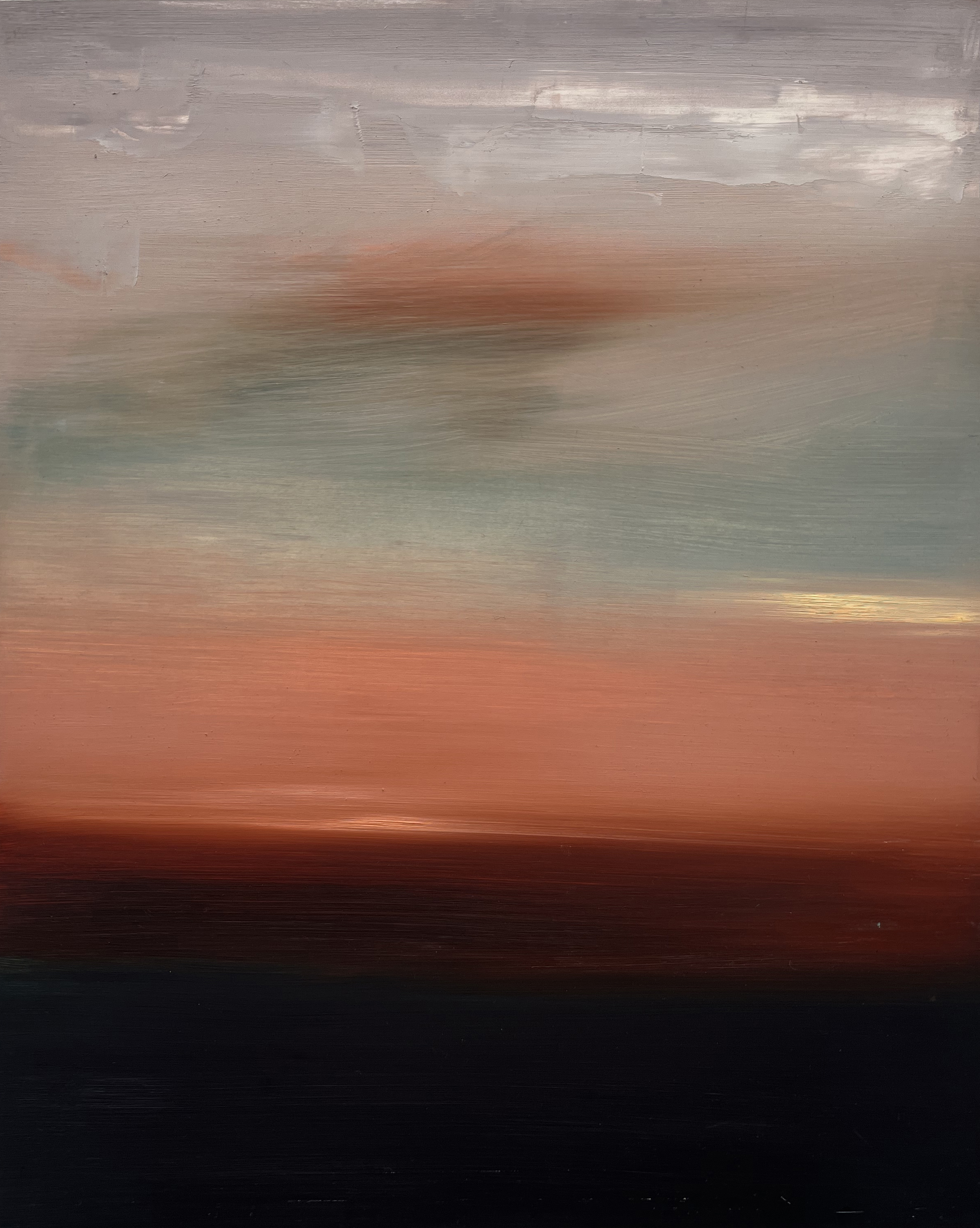13. with subtitles (at dusk) 2/4, 2023 oil on board [24 x 30’ inches]