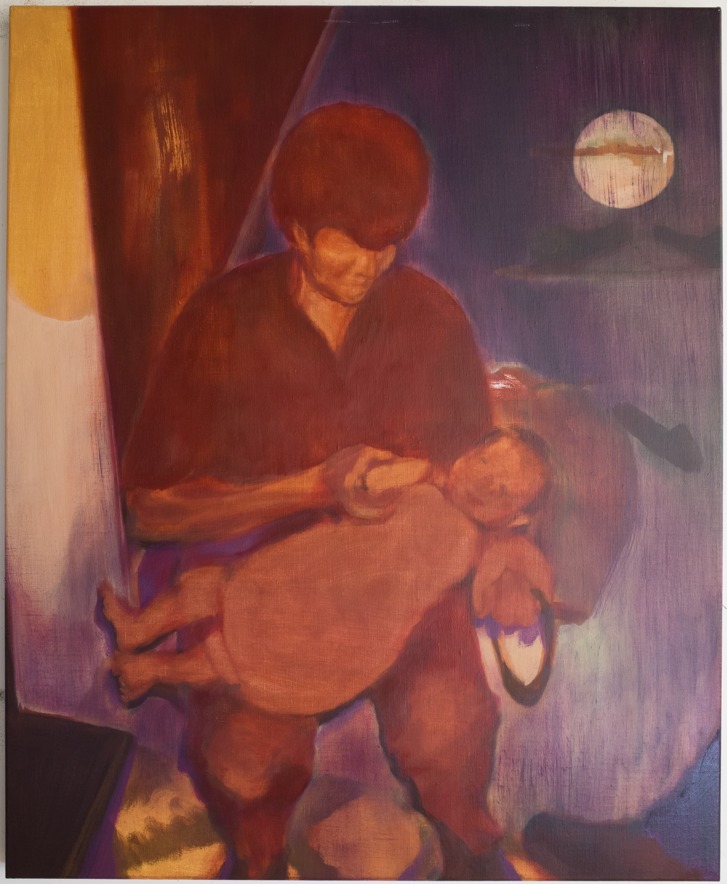 Milk and moon", 76x93cm, oil on canvas, 2021