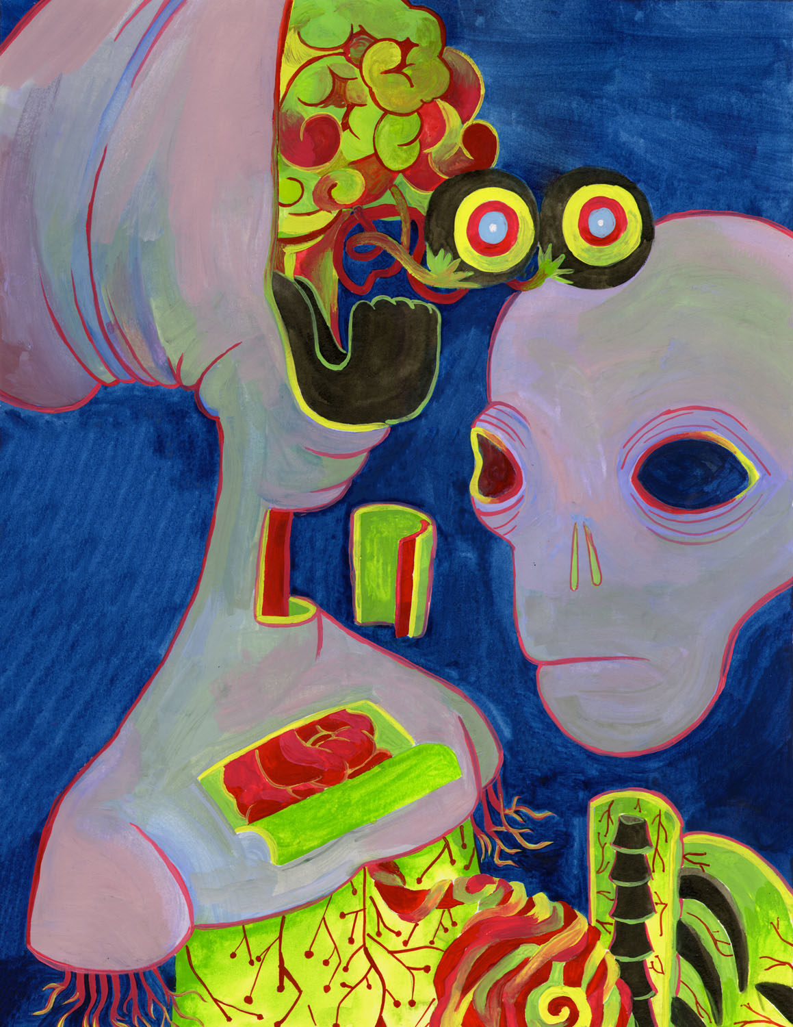 Alien DissectionGouache & Watercolor, 11 x 14.25, 2022