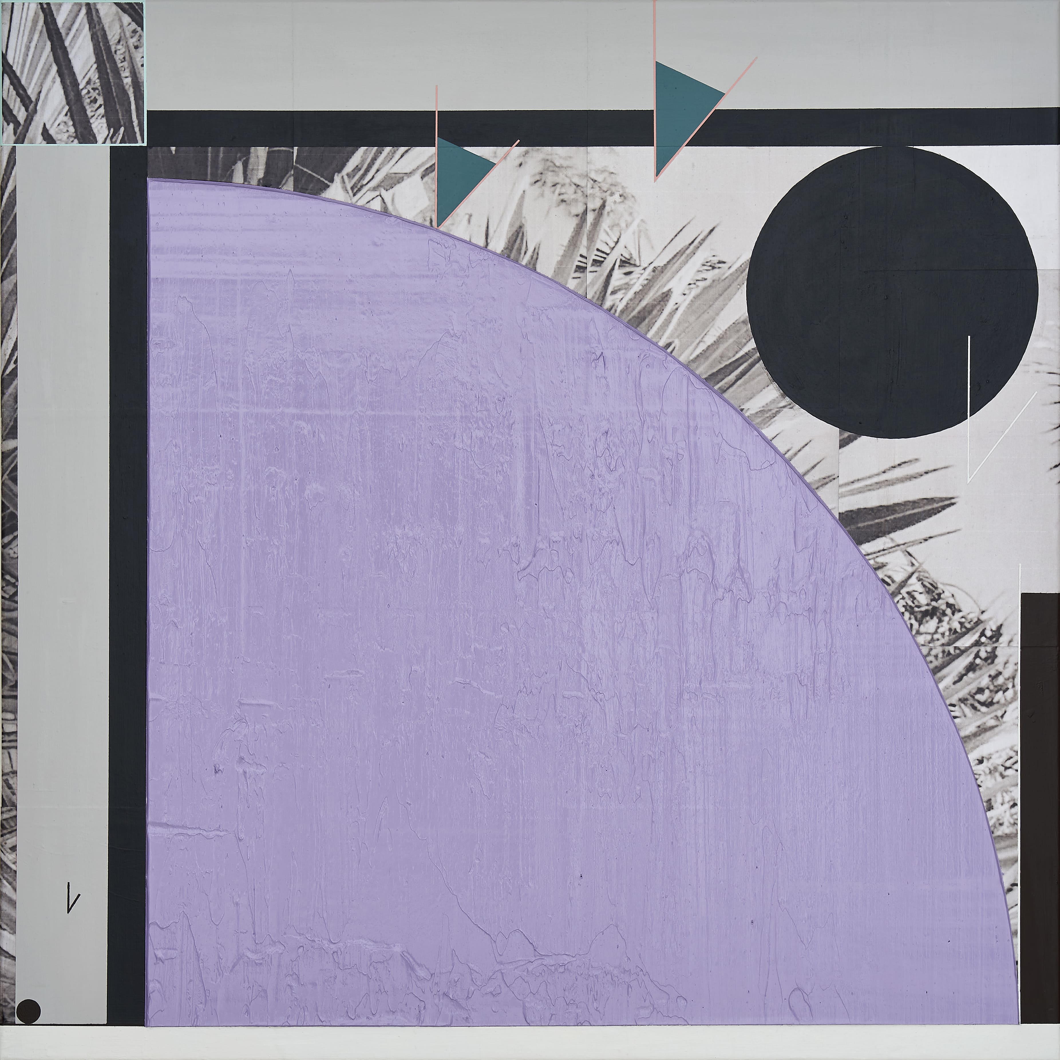  Purple Fever, 2020, Acrylic and photo-collage on canvas, 73 x 73 cm