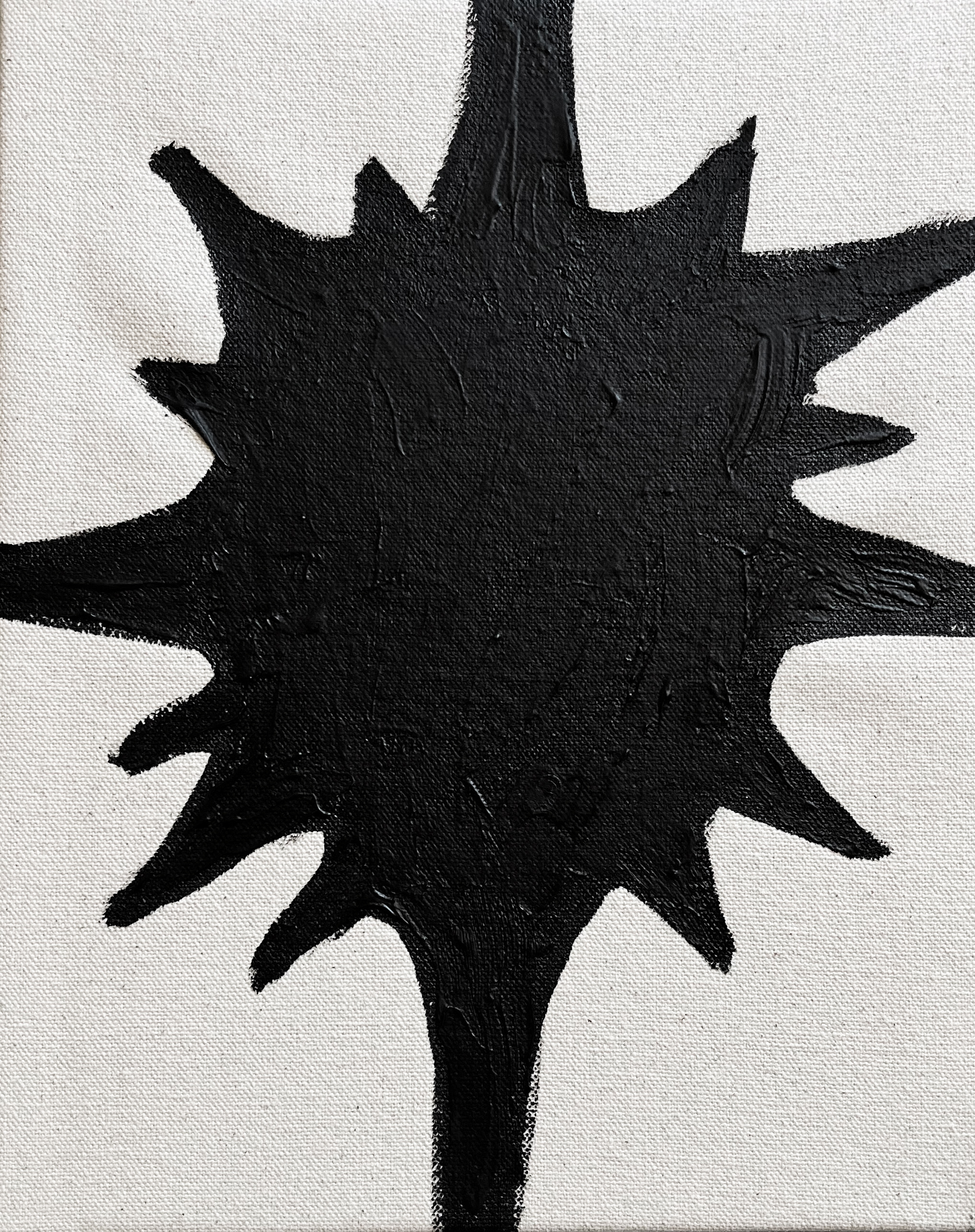 Seed (2023), acrylic and Casein paint on raw canvas. 8 x 10 inches.