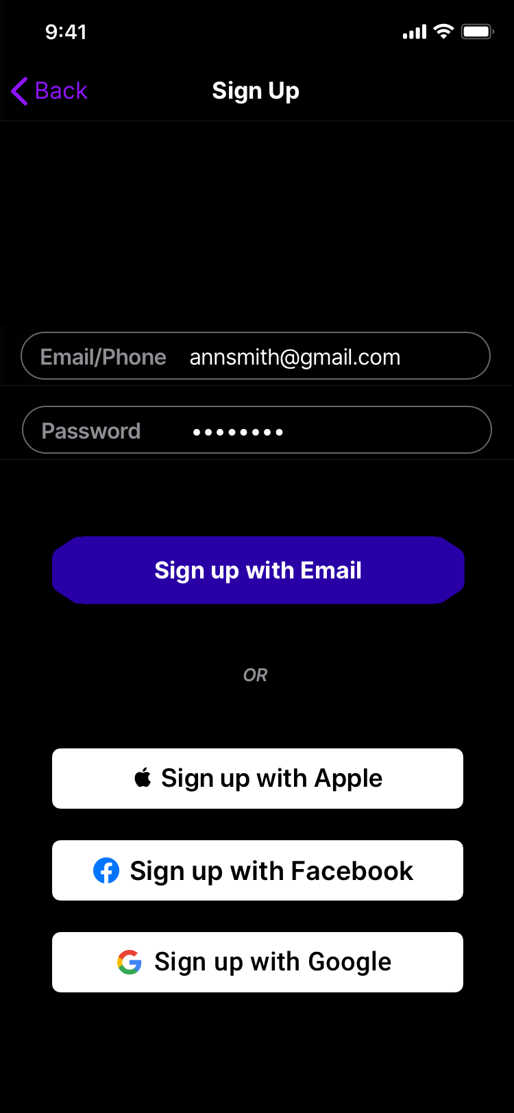 Login / Sign up Page