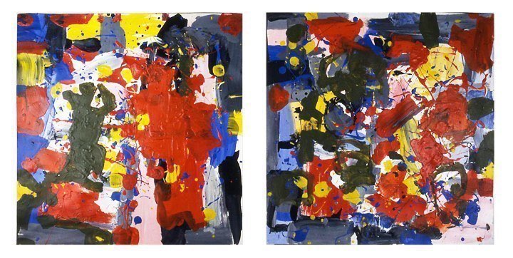 22” Square Pair 2  1997acrylic on paper 22 x 44”