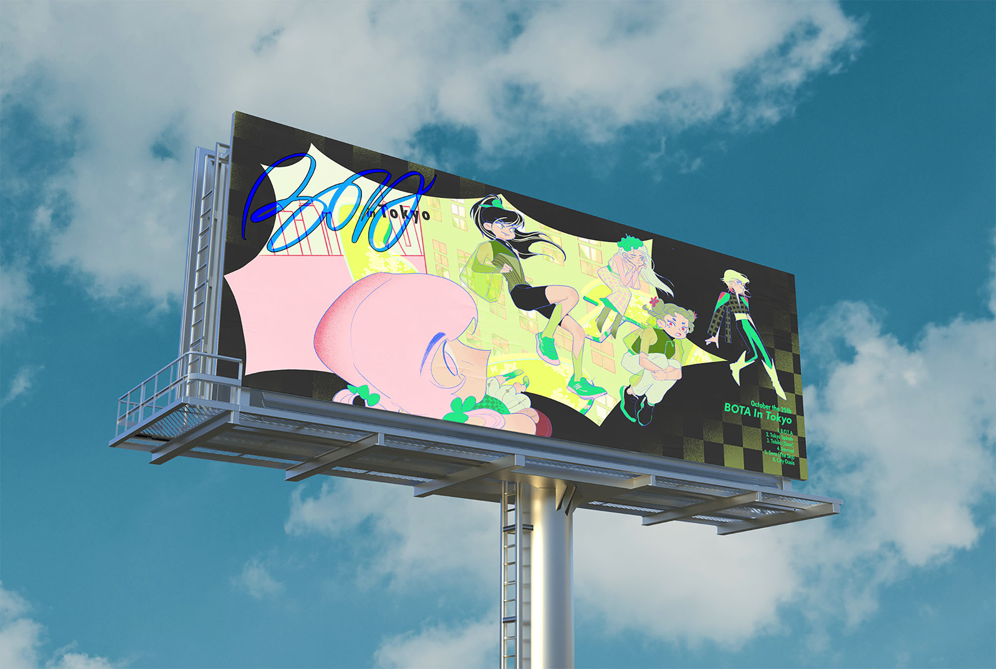 BOTA - An illustrated band and multiple illustrated assets for the release of their debut album and official launch of the band