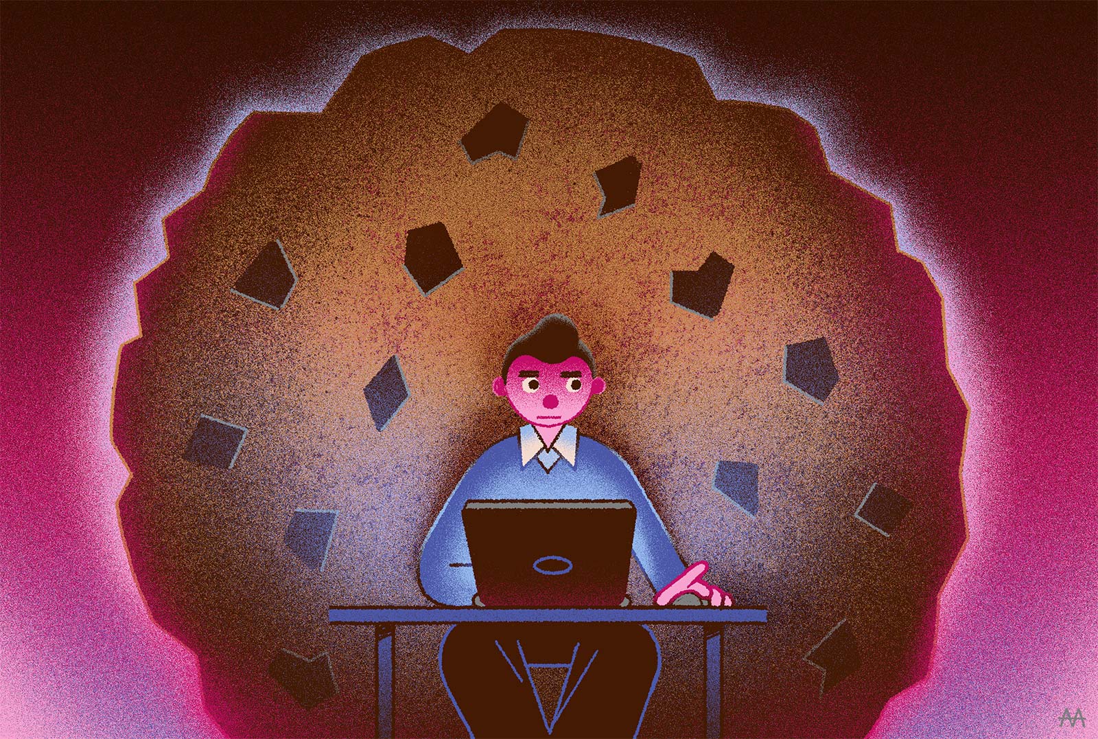 Cookies, editorial illustration for el Correo, about cookie policies. Adrian Astorgano