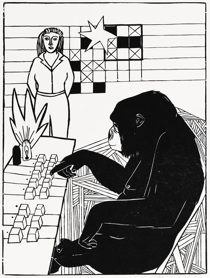 AffenHolzschnittserie