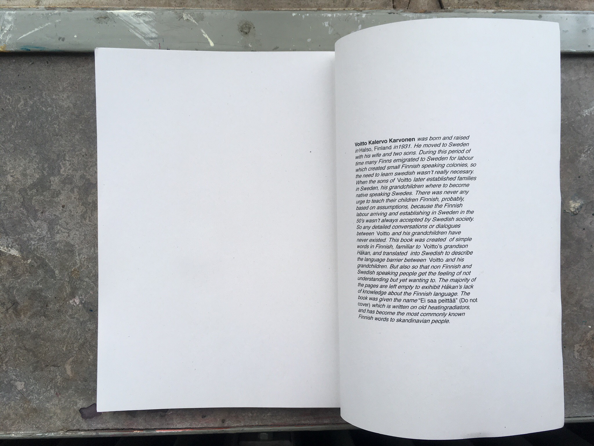 Ei Saa Peittää, 2018, Finnish-Swedish Dictionary, 21x14,8cm.