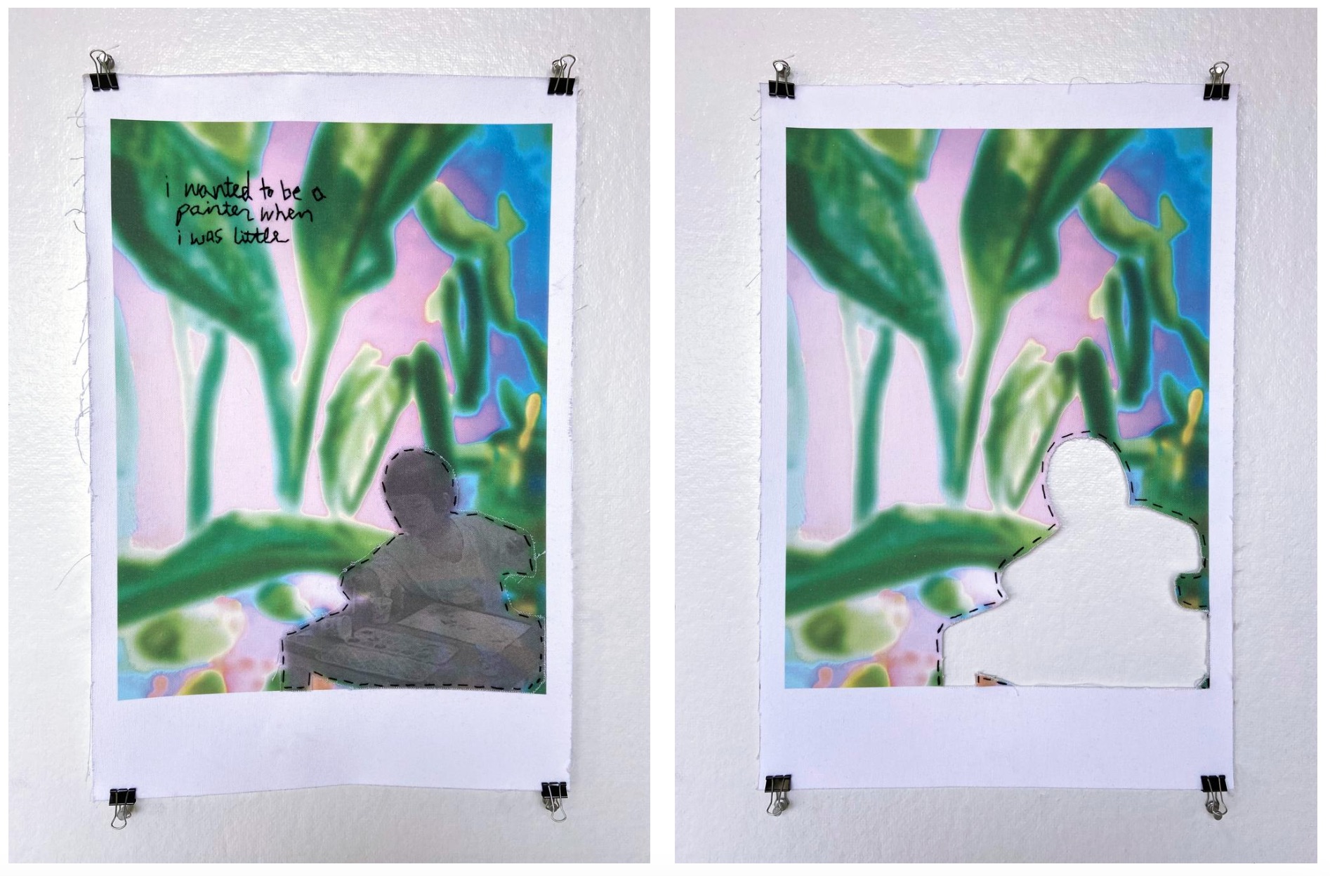 each 15" x 24" - digitally printed image and embroidery thread on canvas (2021)