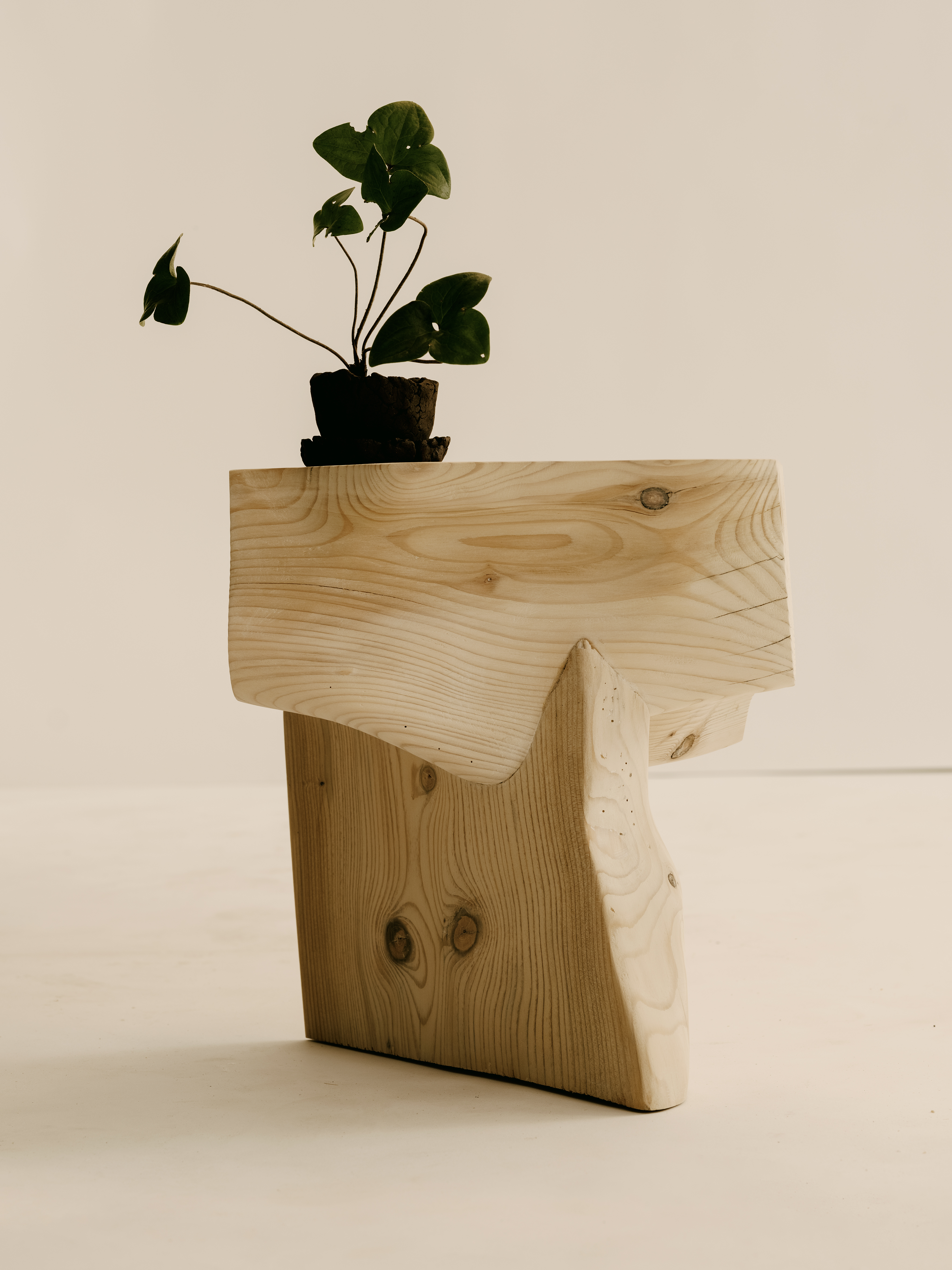 Pergola side table 2, 2025 Spruce, natural transparent lye, wood soapL 31 x D 28 x 33 H cm