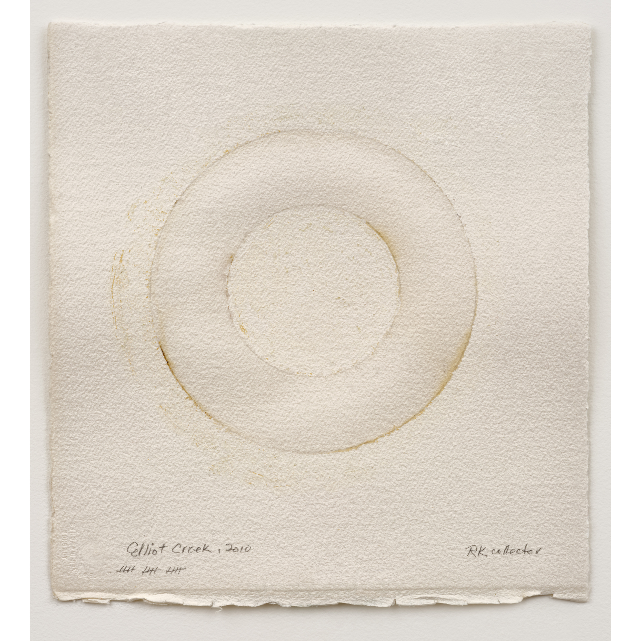 Judith Williams, Elliot Creek (before landslide), 2010. 31 x 28 cm / 12 x 11 in. Creek water on paper (15 layers). Collected by Randy Kelloran.