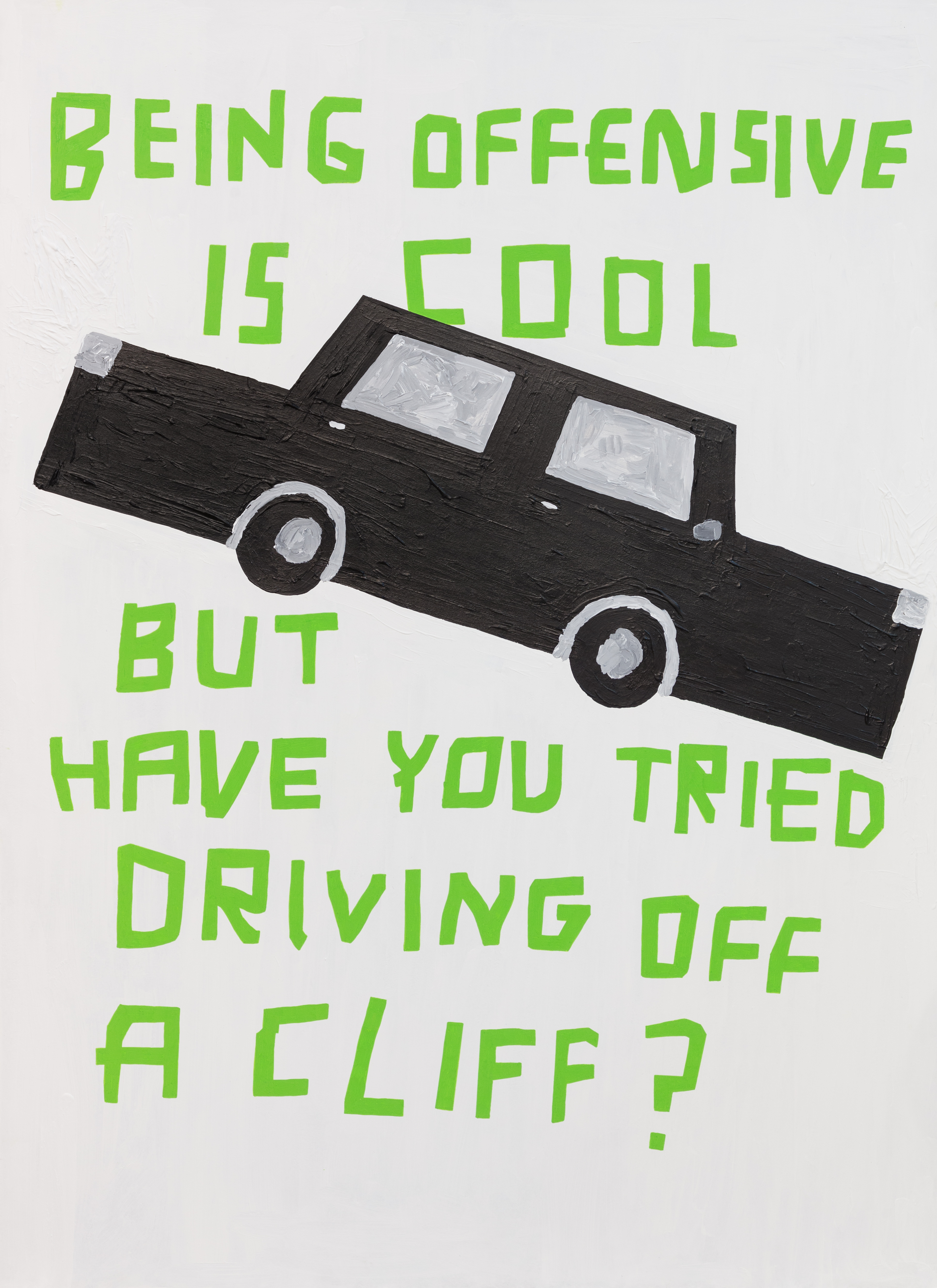 Not like a real cliff, but one where you fall, die and automatically resurrect as a better person. 2019Acrylic on MDF110 × 80 cm