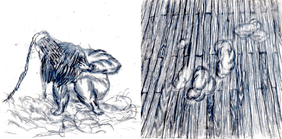 11. March 15th, 2016. Dream record, drawing / Keywords - wooden floor, shampoo, single room, foam, someone else's house