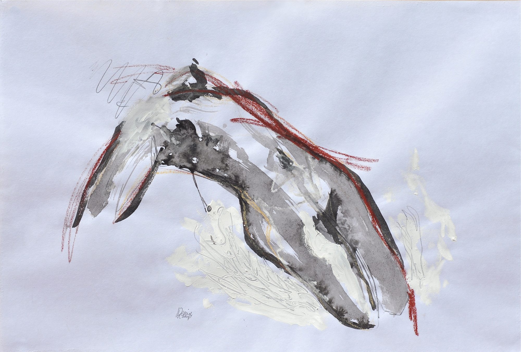 Naakt 1 Naakt, 2009 53 x 79 cm  Gebruikte technieken: acrylverf, gesso, houtskool, oost indische inkt, pastelkrijt, potlood.