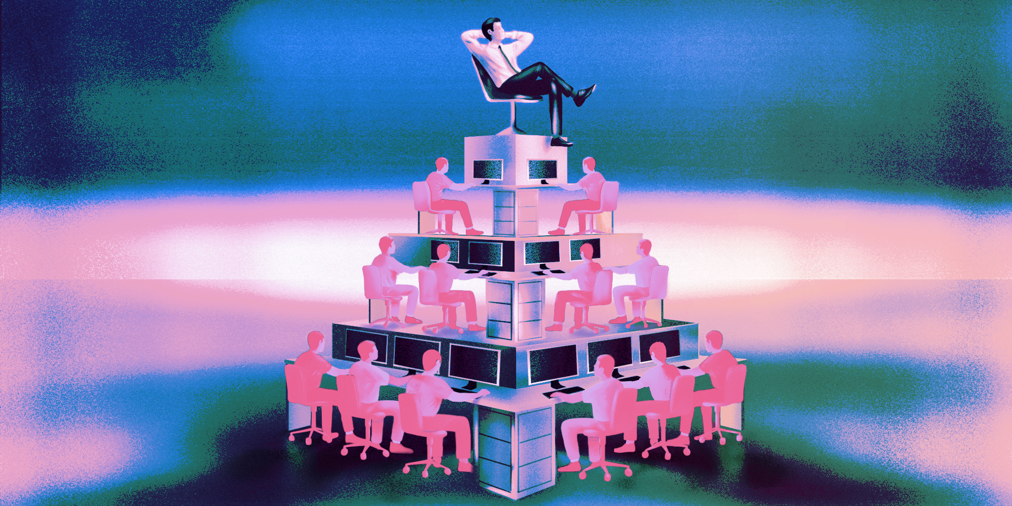 The shadowy new way employees are cheating their way to the top - Illustration by Lorenzo Matteucci 