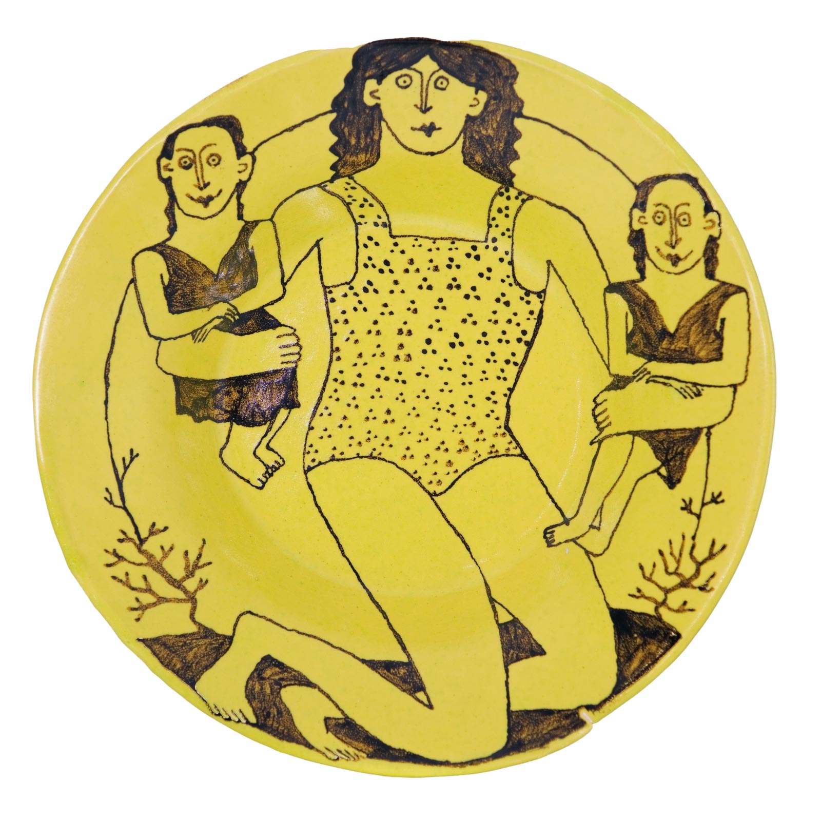 Plate with three women, 2007Glazed ceramic stonewareDiameter 28cm