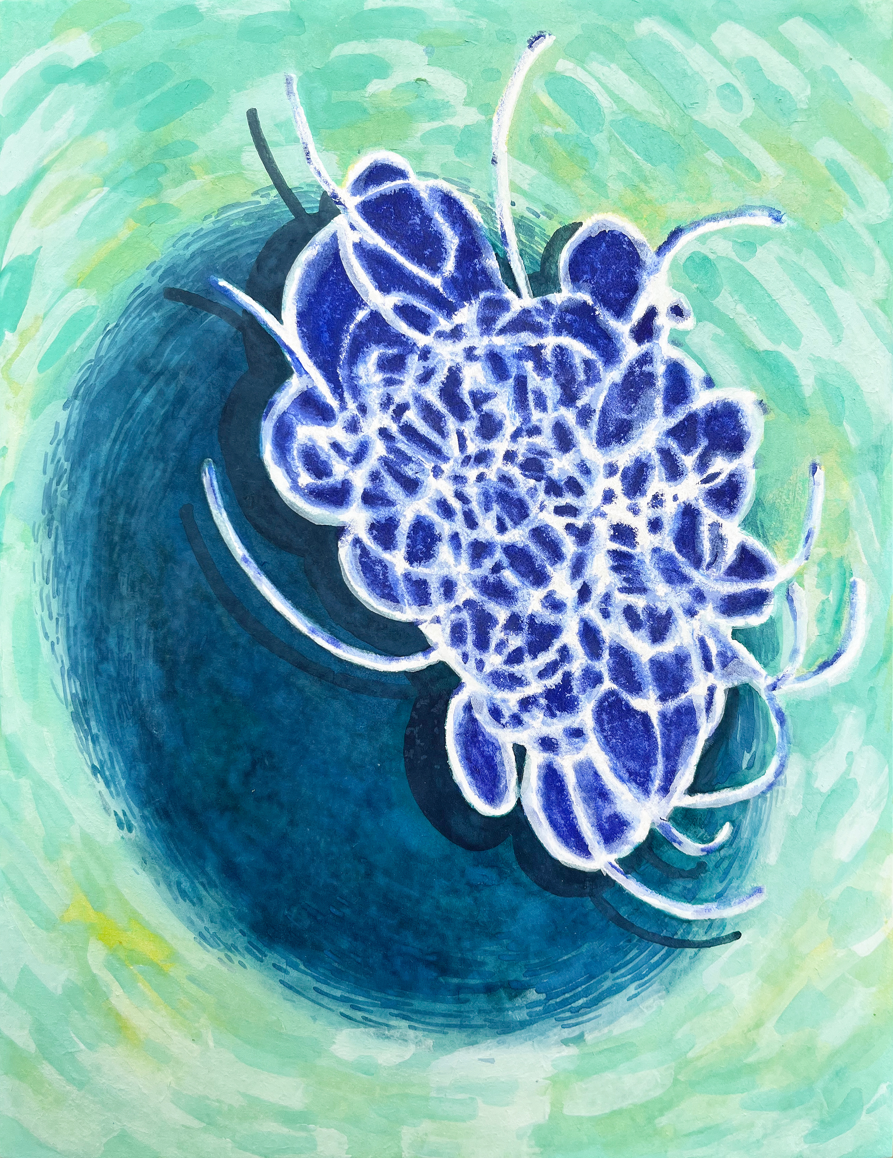 걷잡을 수 없어, 2021, Korean Paint on Hanji, 27x35cm