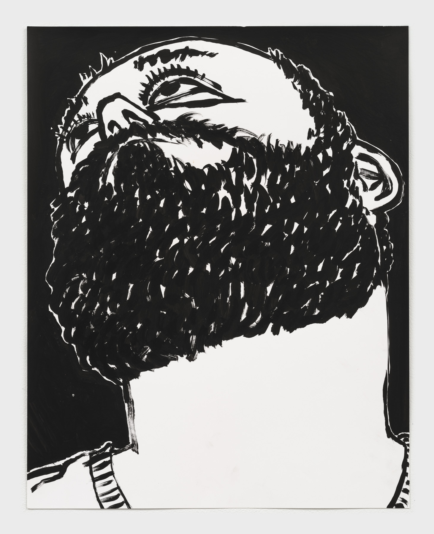 Contemplative Self Portrait, 2023, Sumi ink on paper, 24 x 19 in.