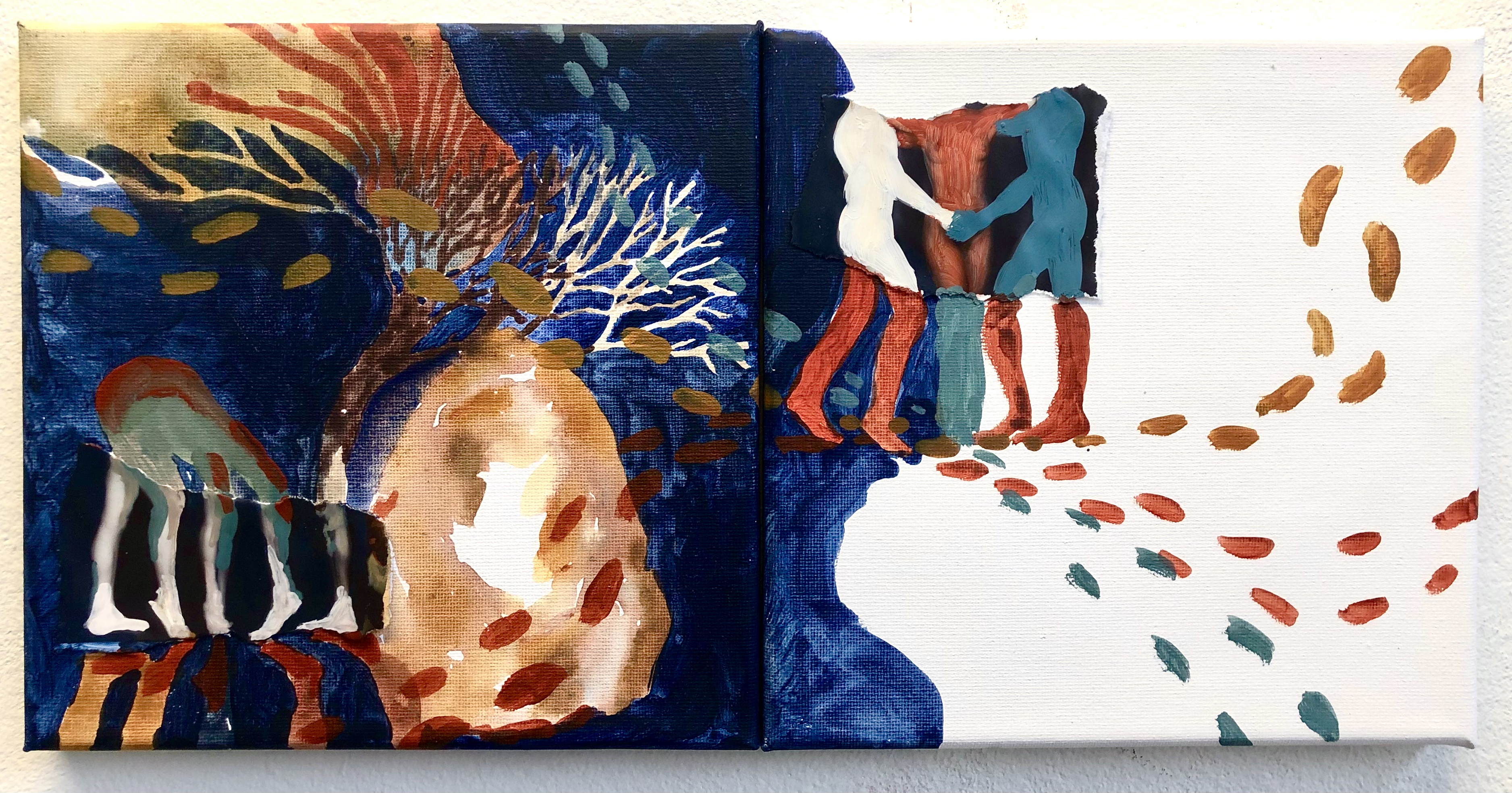 'Dwaalmemaar' schilderwerk voor het vak beeldend onderzoek. Onderzoek naar materiaal- en kleurgebruik en het verbeelden van afstand. -herfst 2022