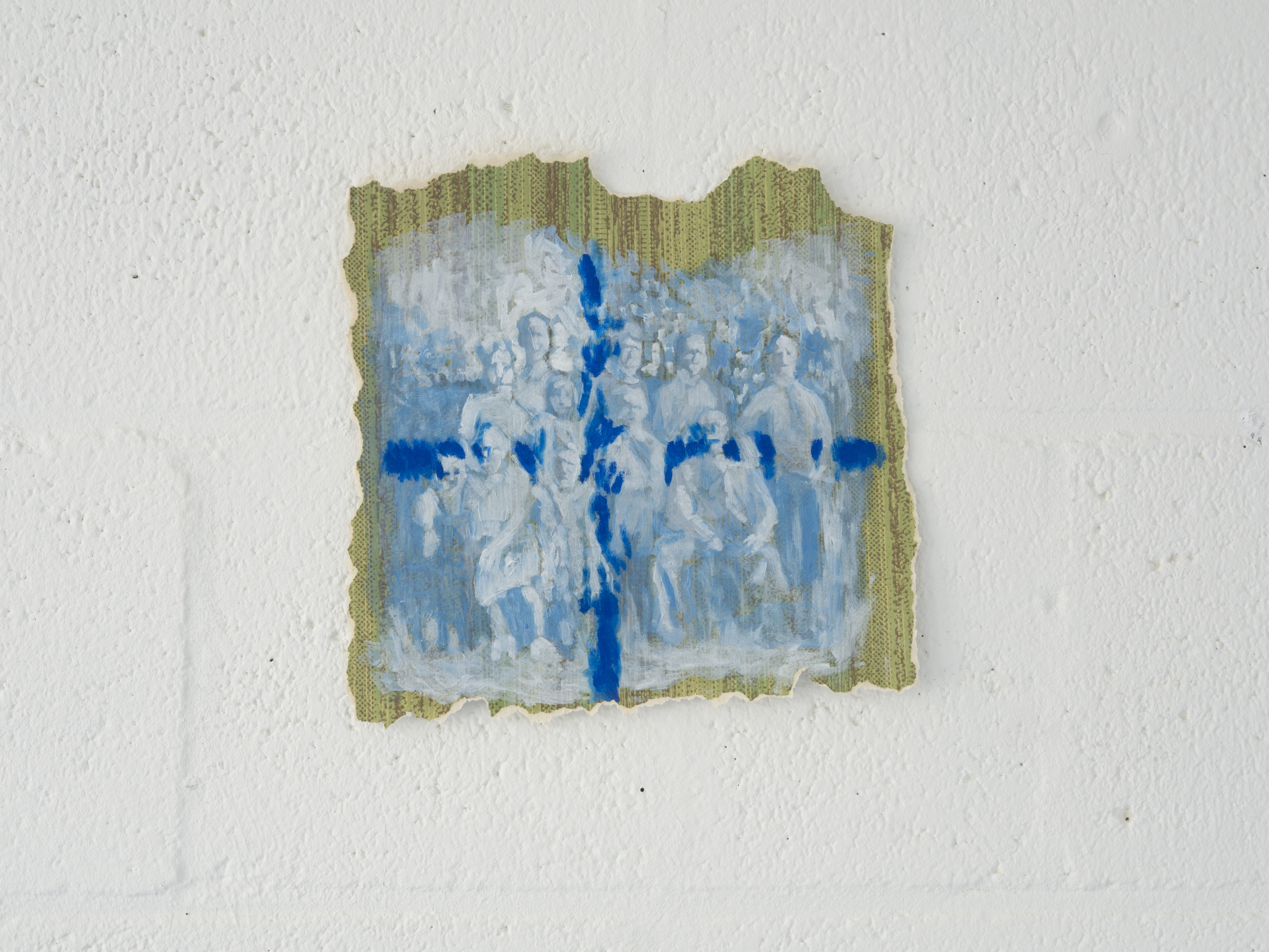 Det Sitter i Väggarna I (Its Preserved Within the Walls I), 2023, Oil on Wallpaper, 30x30cm.