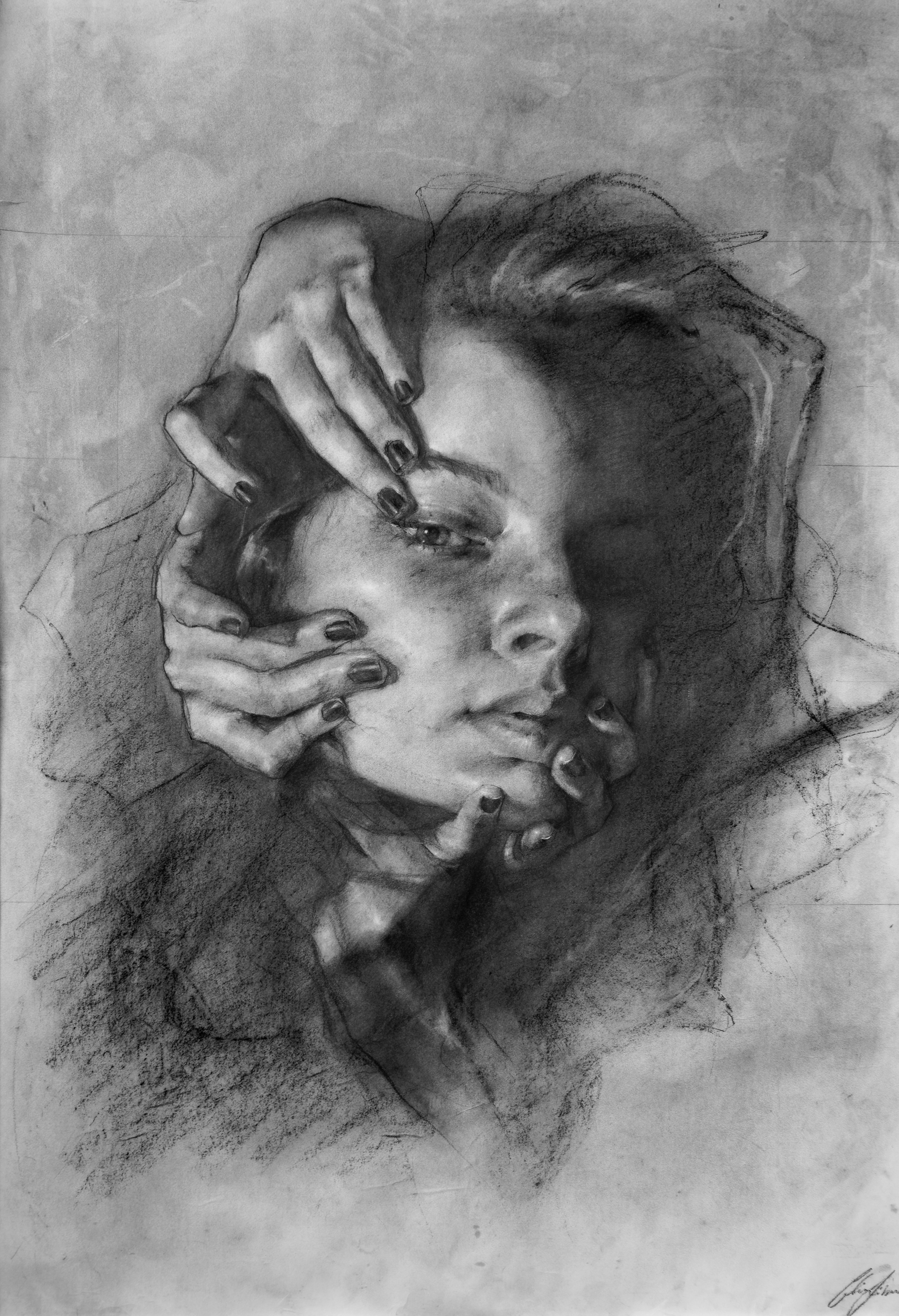 Forager, Charcoal, 50x40”